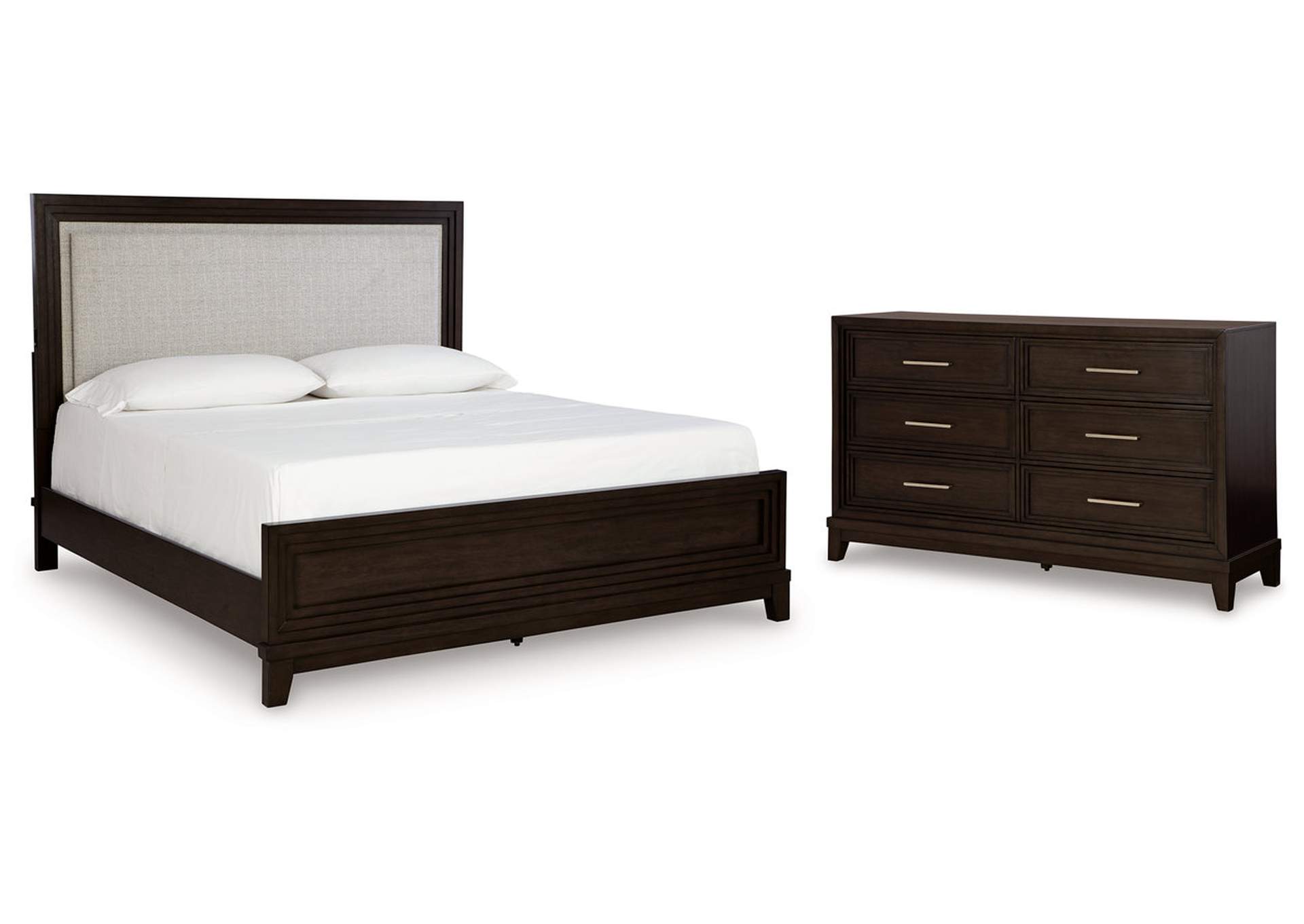 Neymorton California King Upholstered Panel Bed with Dresser,Signature Design By Ashley