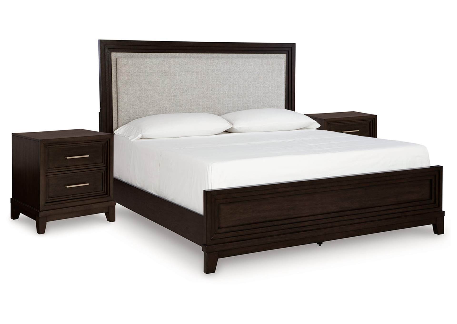 Neymorton California King Upholstered Panel Bed with 2 Nightstands,Signature Design By Ashley