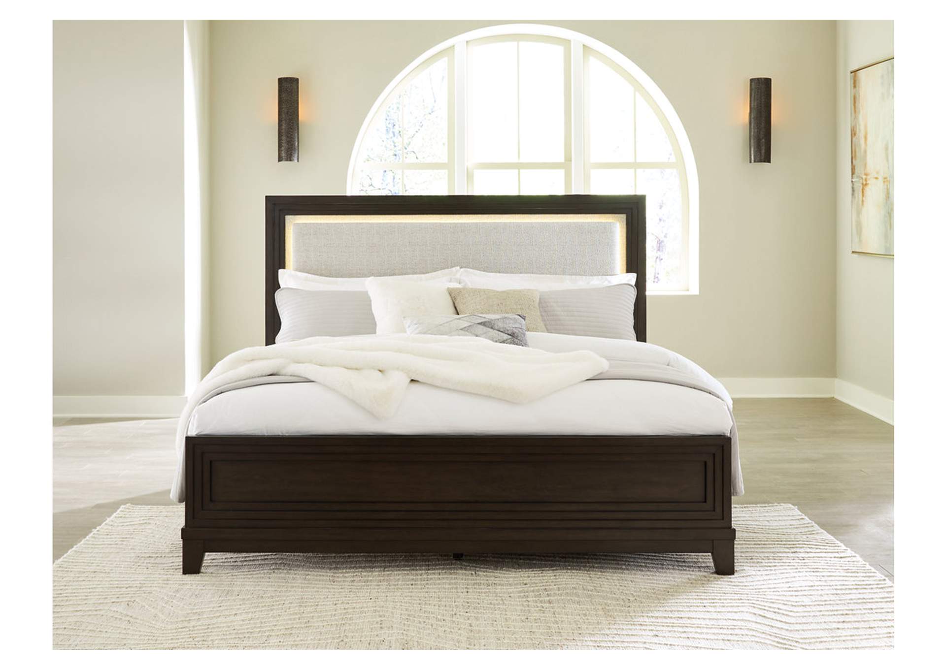 Neymorton California King Upholstered Panel Bed with Dresser,Signature Design By Ashley