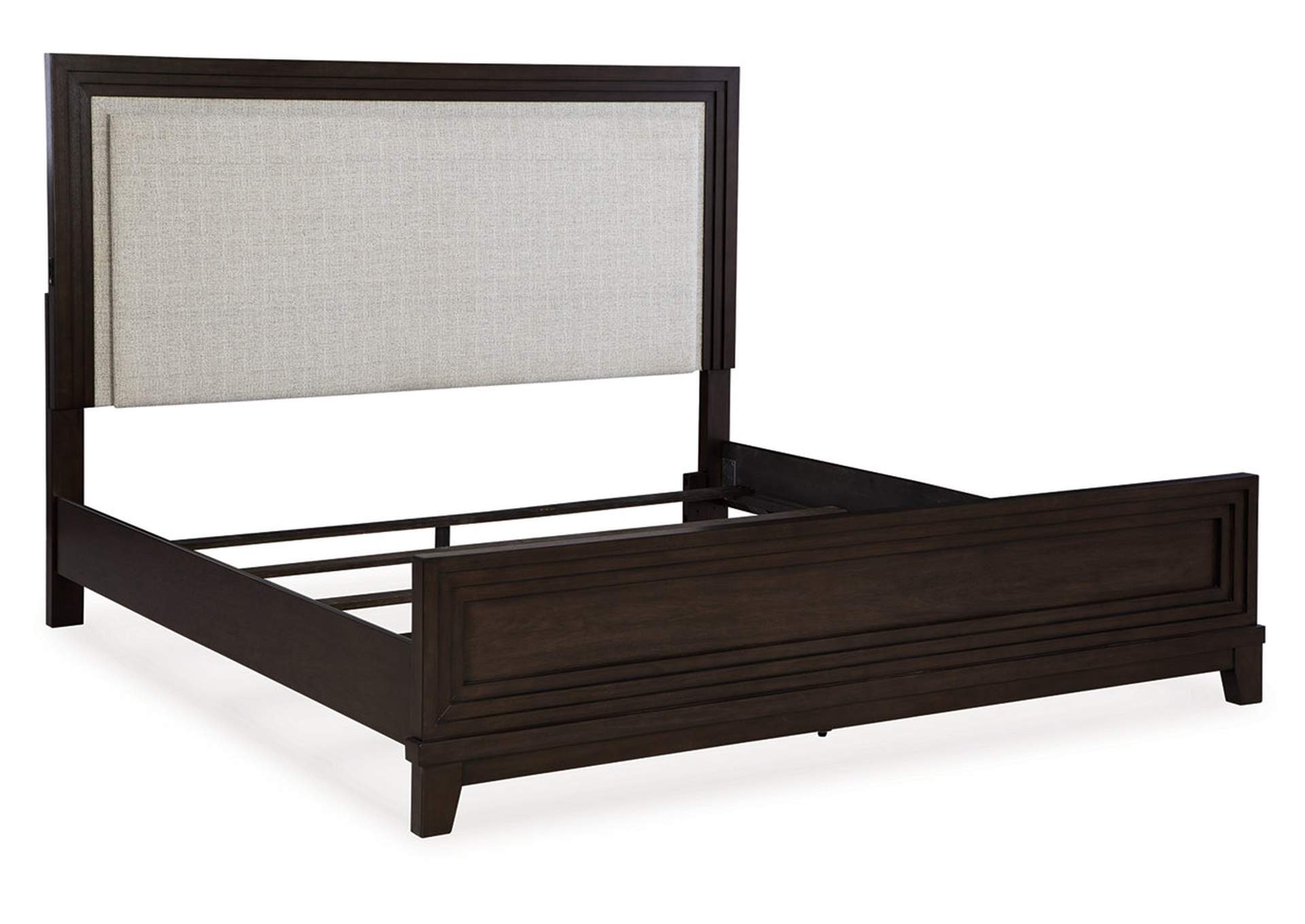 Neymorton California King Upholstered Panel Bed with Mirrored Dresser,Signature Design By Ashley