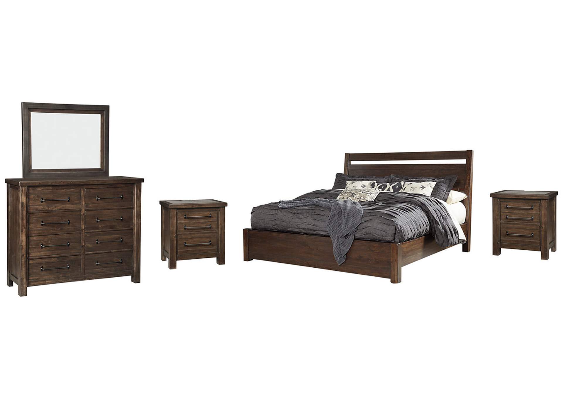 Starmore King Panel Bed with Mirrored Dresser and 2 Nightstands,Millennium
