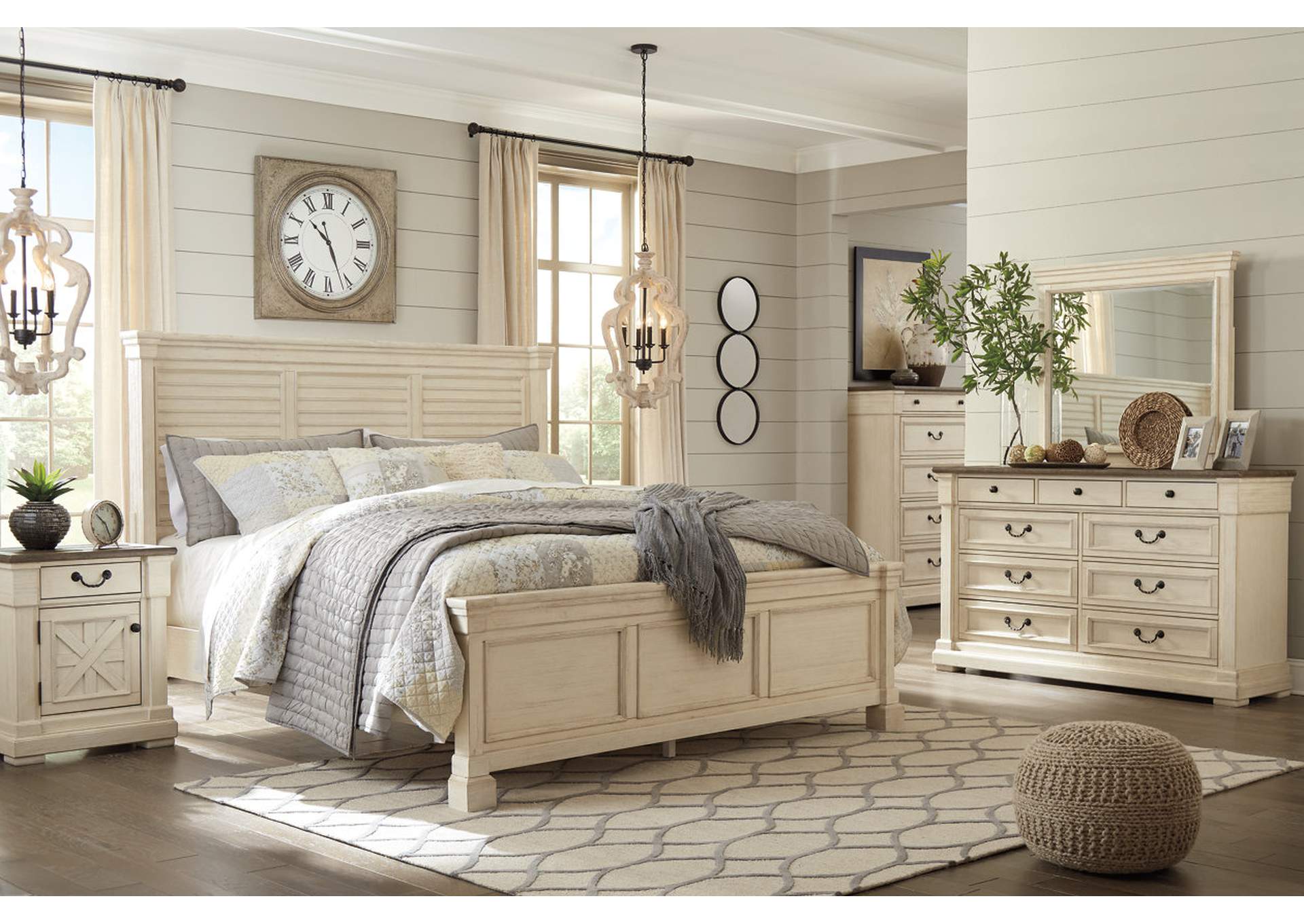 Bolanburg King Panel Bed with Mirrored Dresser,Signature Design By Ashley