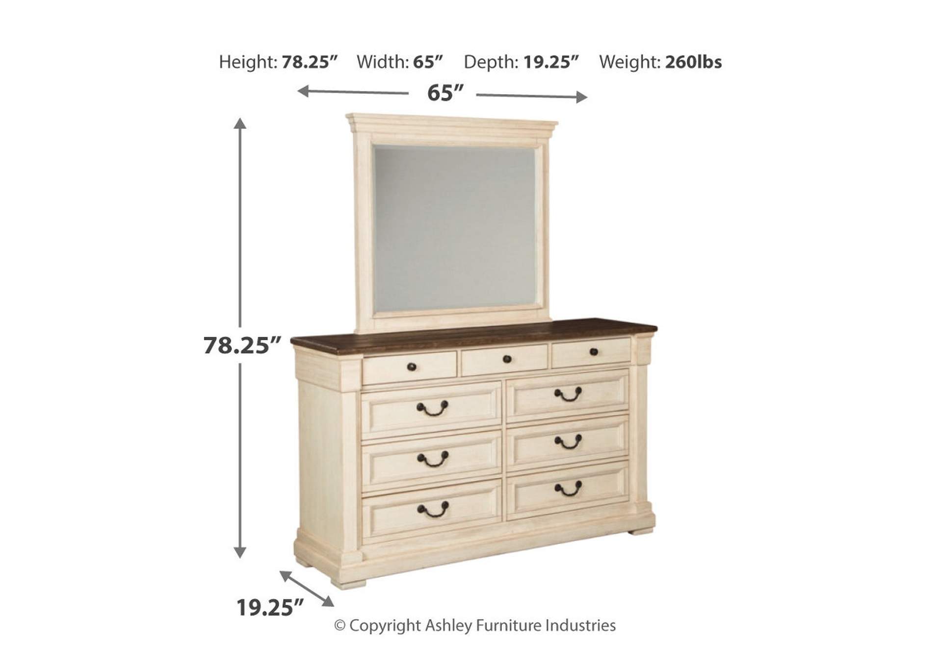 Bolanburg King Panel Bed, Dresser and Mirror,Signature Design By Ashley