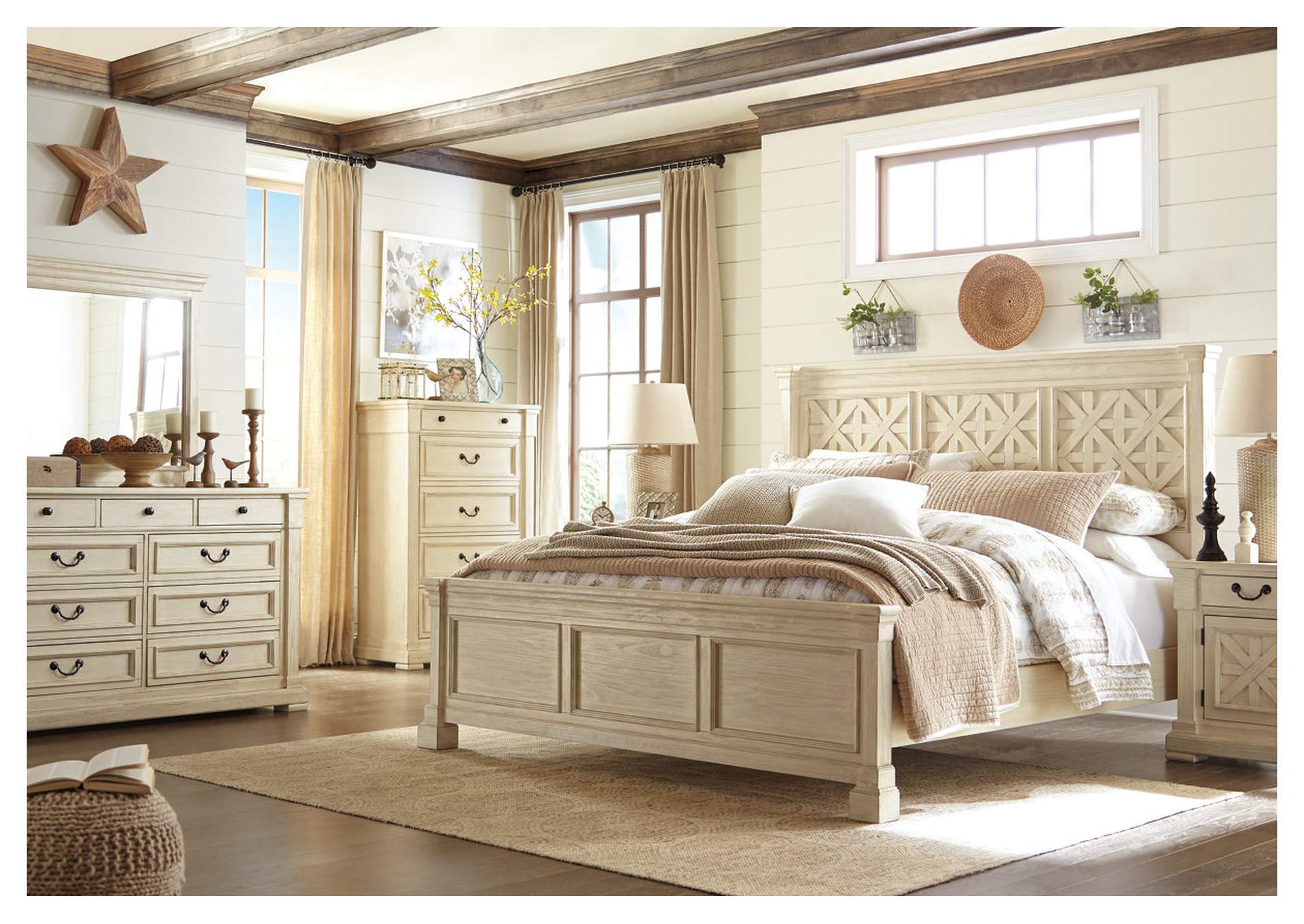 Bolanburg Queen Panel Bed with 2 Nightstands,Signature Design By Ashley