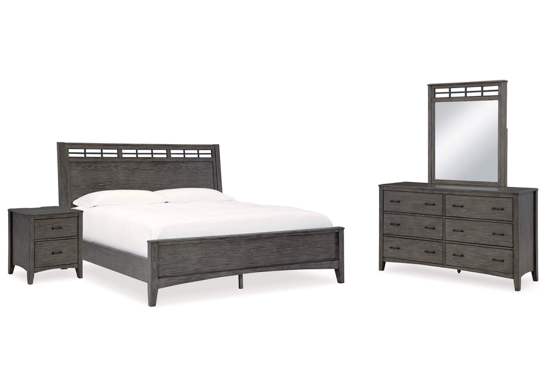 Montillan Queen Panel Bed with Mirrored Dresser and Nightstand,Signature Design By Ashley