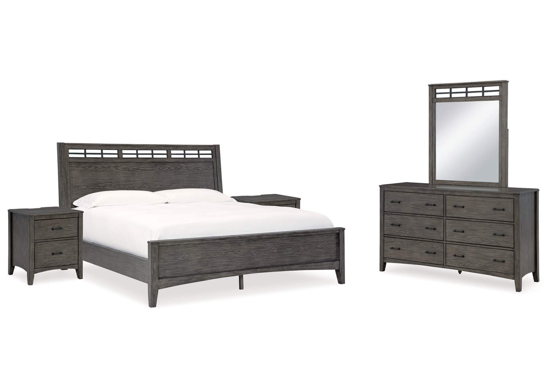 Montillan Queen Panel Bed with Mirrored Dresser and 2 Nightstands,Signature Design By Ashley