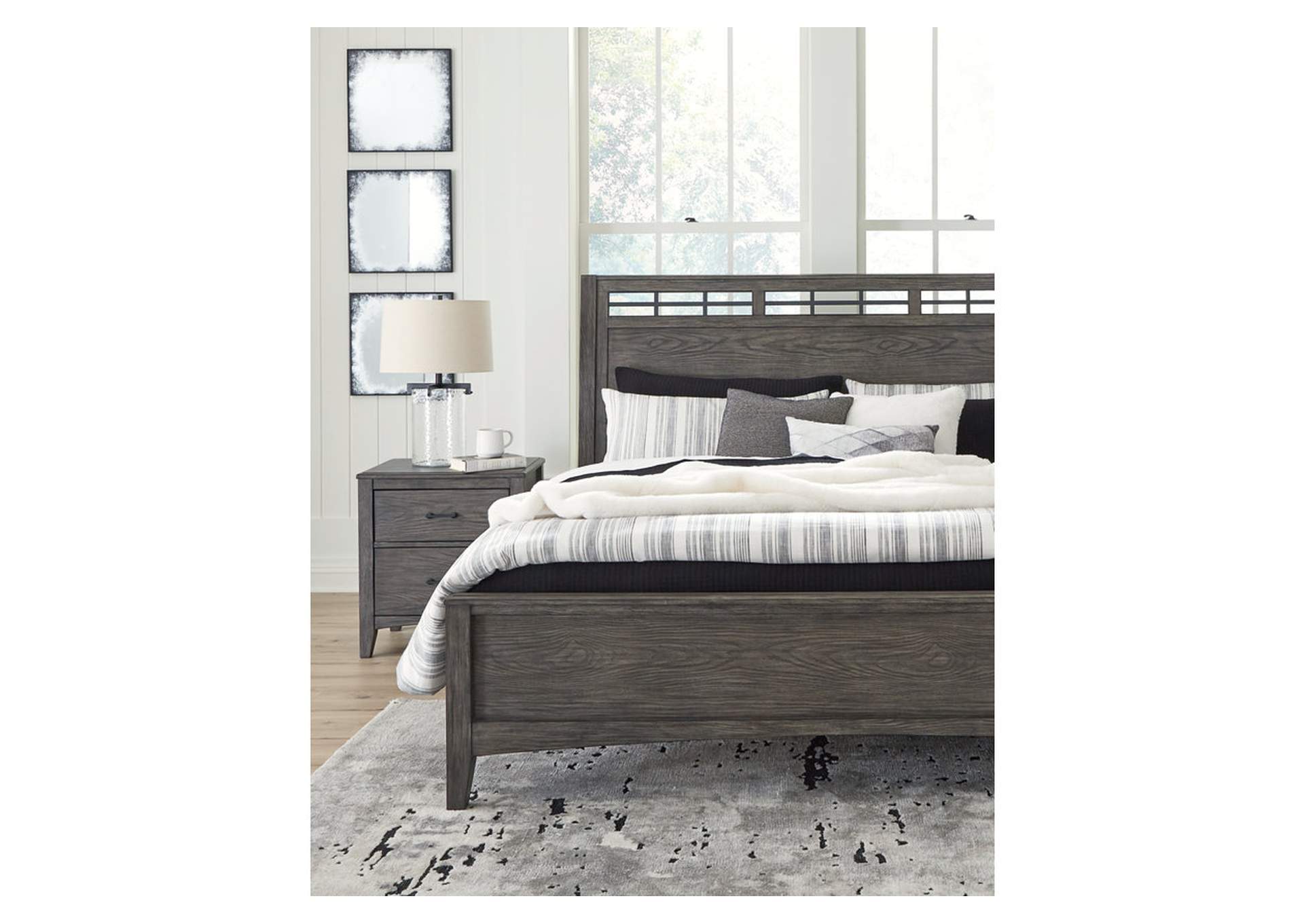 Montillan Queen Panel Bed with Mirrored Dresser, Chest and 2 Nightstands,Signature Design By Ashley