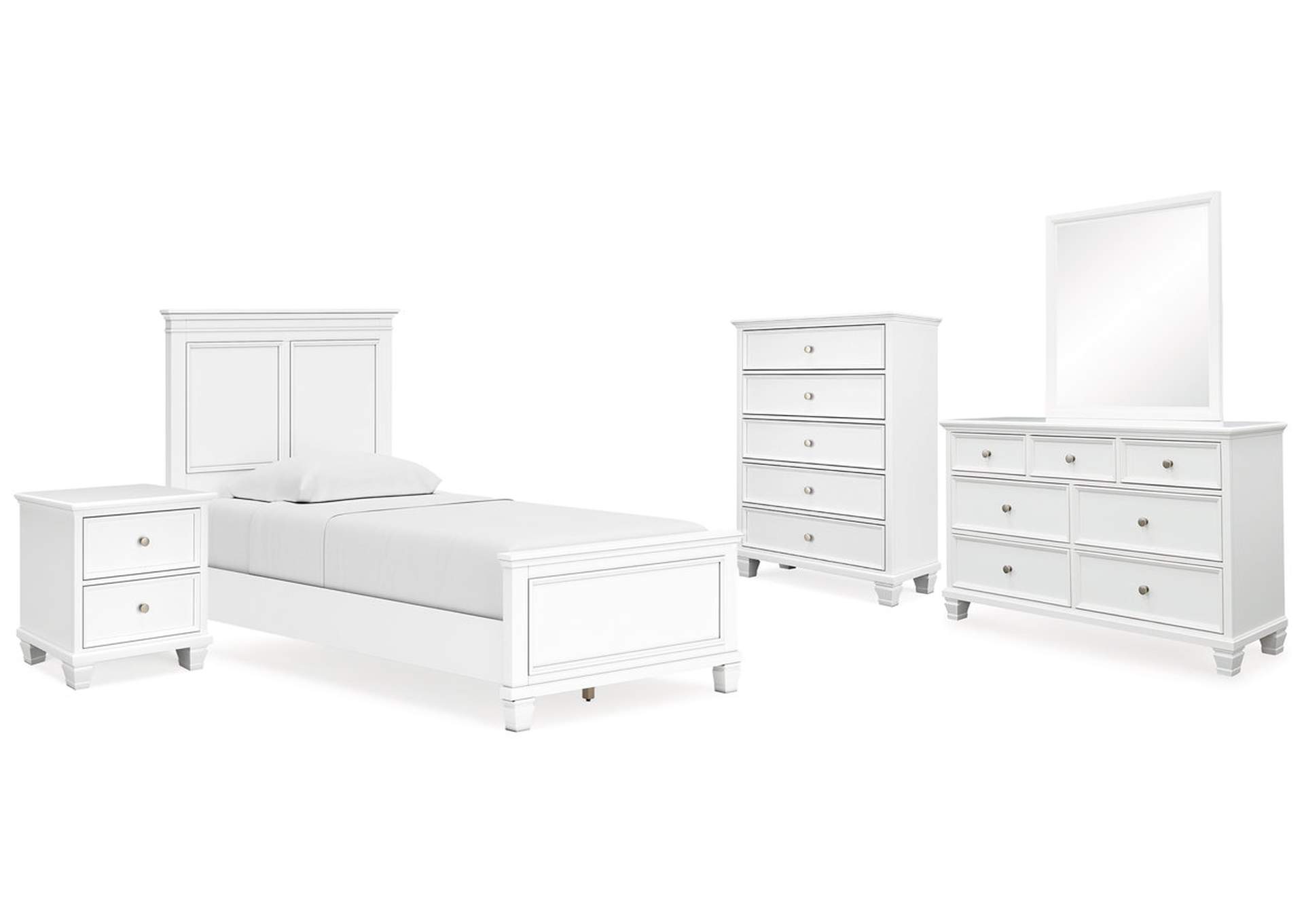 Fortman Twin Panel Bed with Mirrored Dresser, Chest and Nightstand,Signature Design By Ashley