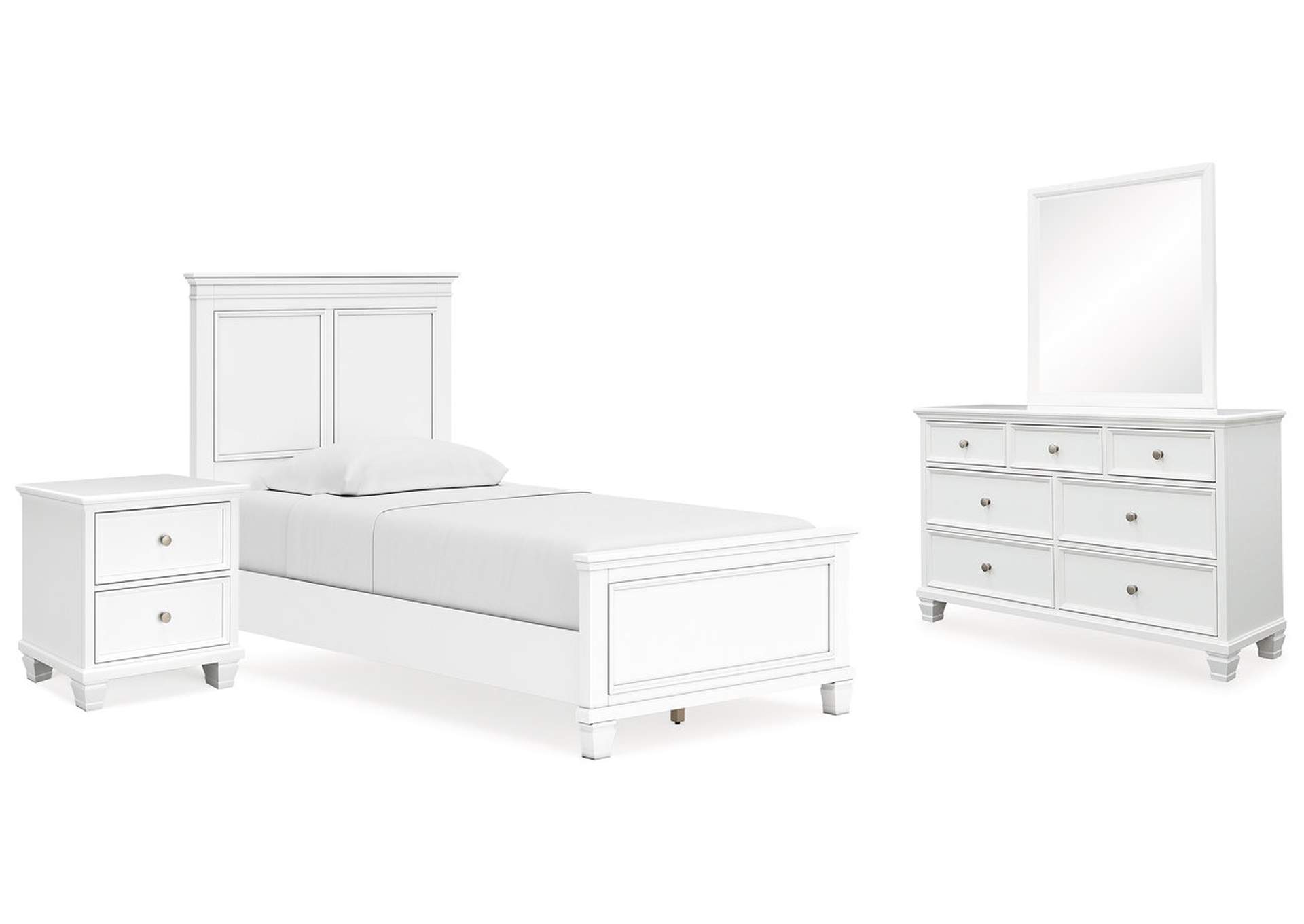 Fortman Twin Panel Bed with Mirrored Dresser and Nightstand,Signature Design By Ashley