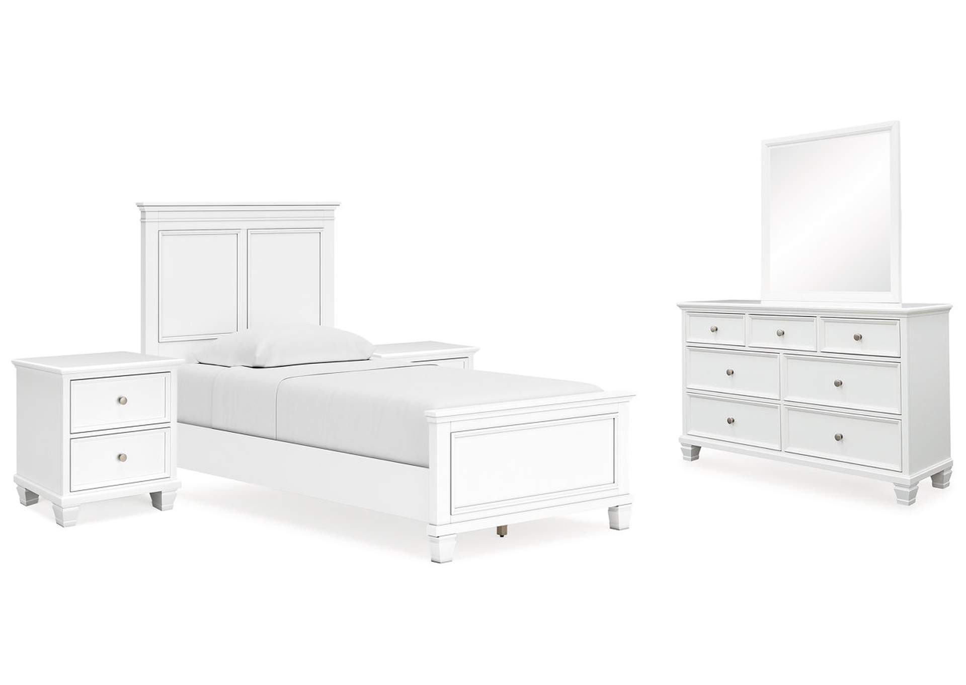 Fortman Twin Panel Bed with Mirrored Dresser and 2 Nightstands,Signature Design By Ashley