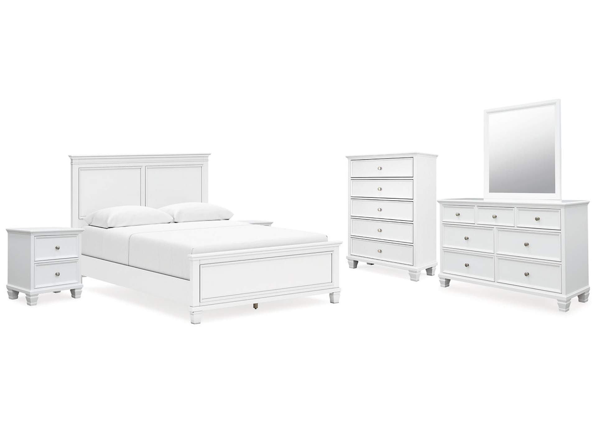 Fortman Queen Panel Bed with Mirrored Dresser, Chest and 2 Nightstands,Signature Design By Ashley