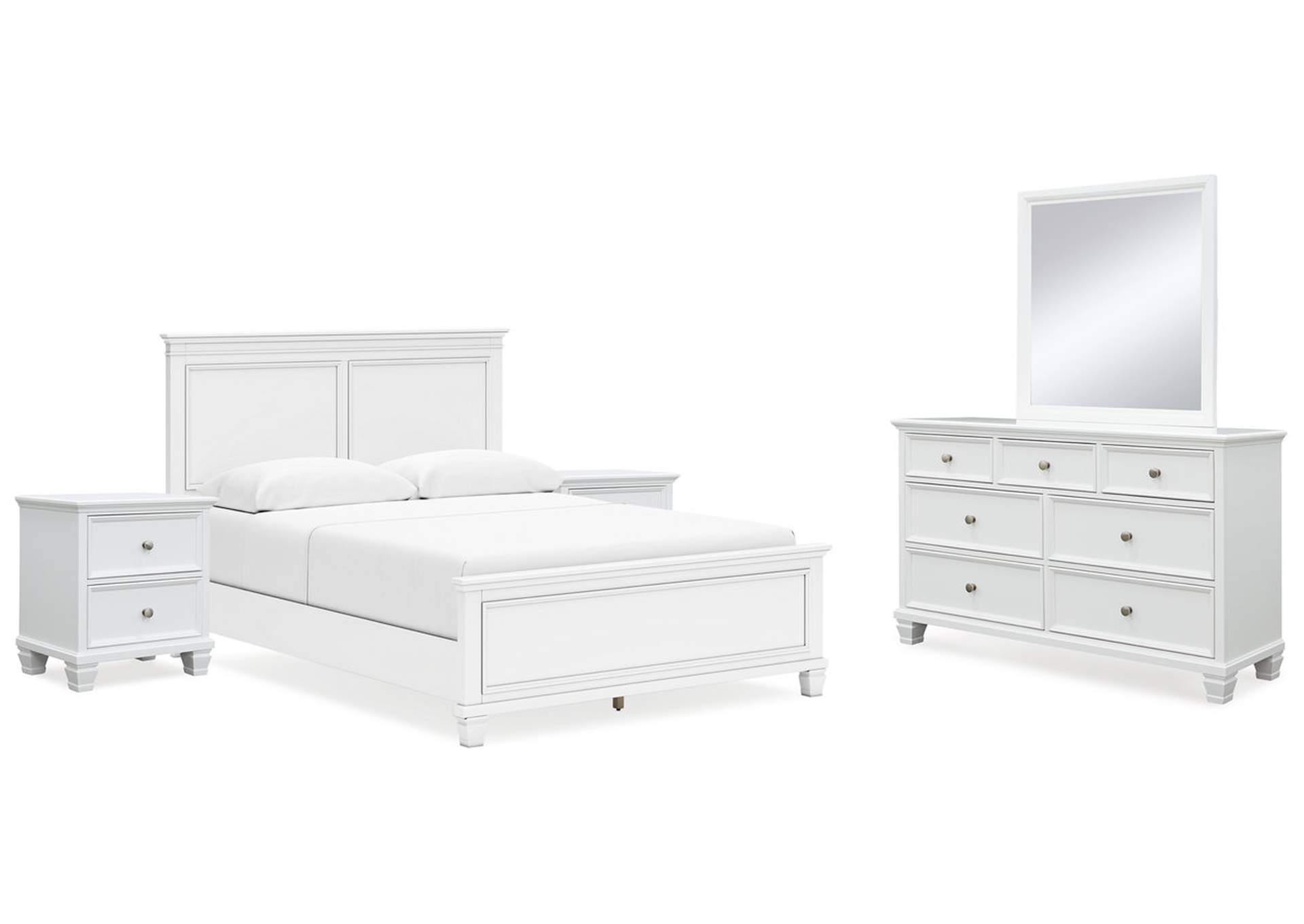 Fortman Queen Panel Bed with Mirrored Dresser and 2 Nightstands,Signature Design By Ashley