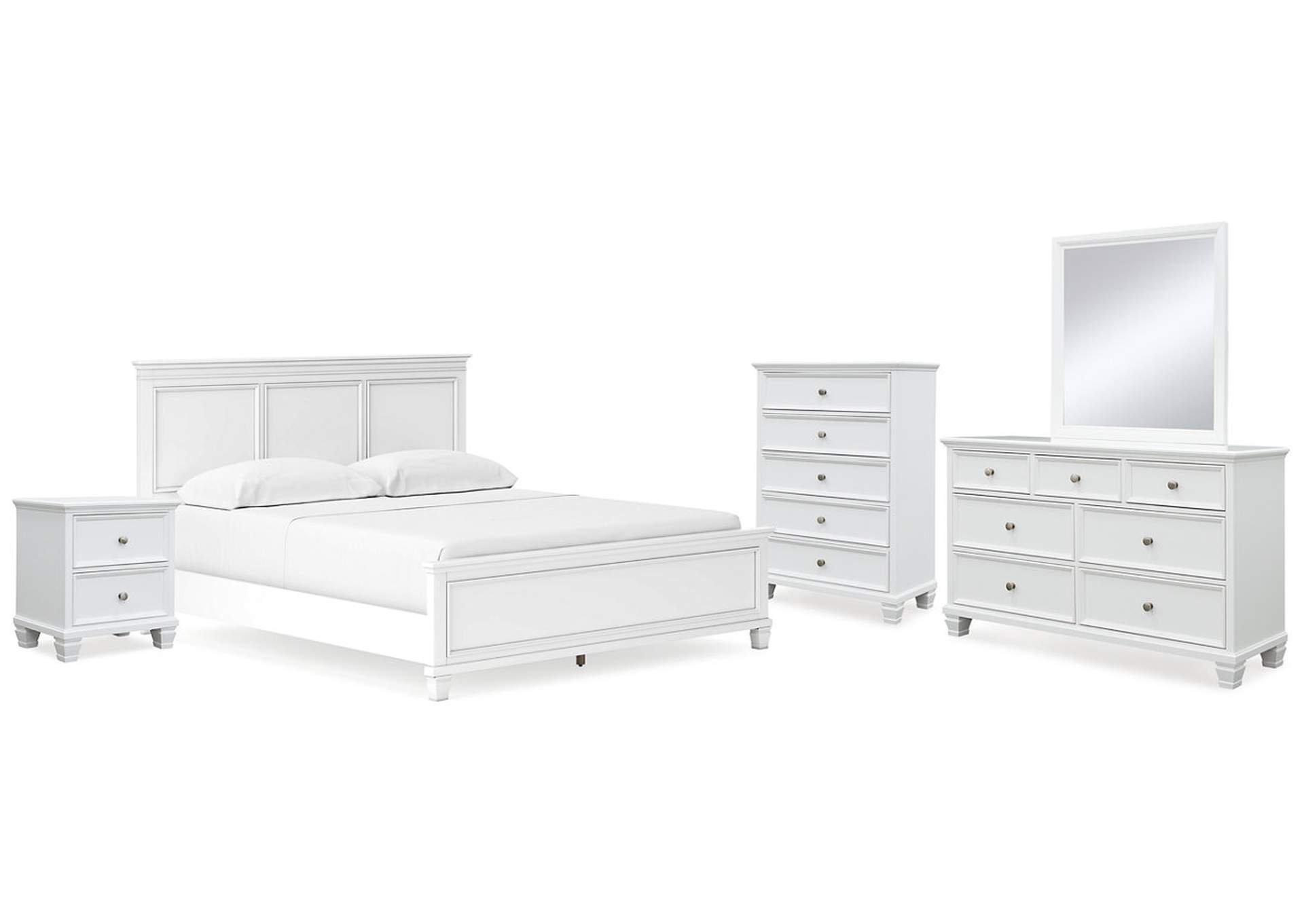 Fortman California King Panel Bed with Mirrored Dresser, Chest and Nightstand,Signature Design By Ashley