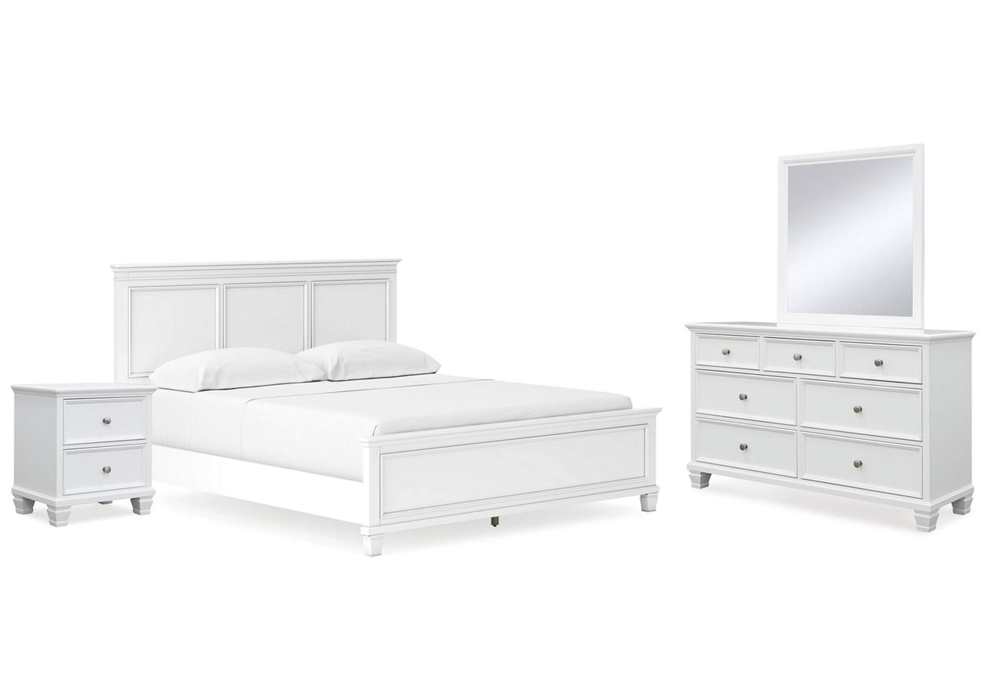 Fortman California King Panel Bed with Mirrored Dresser and Nightstand,Signature Design By Ashley