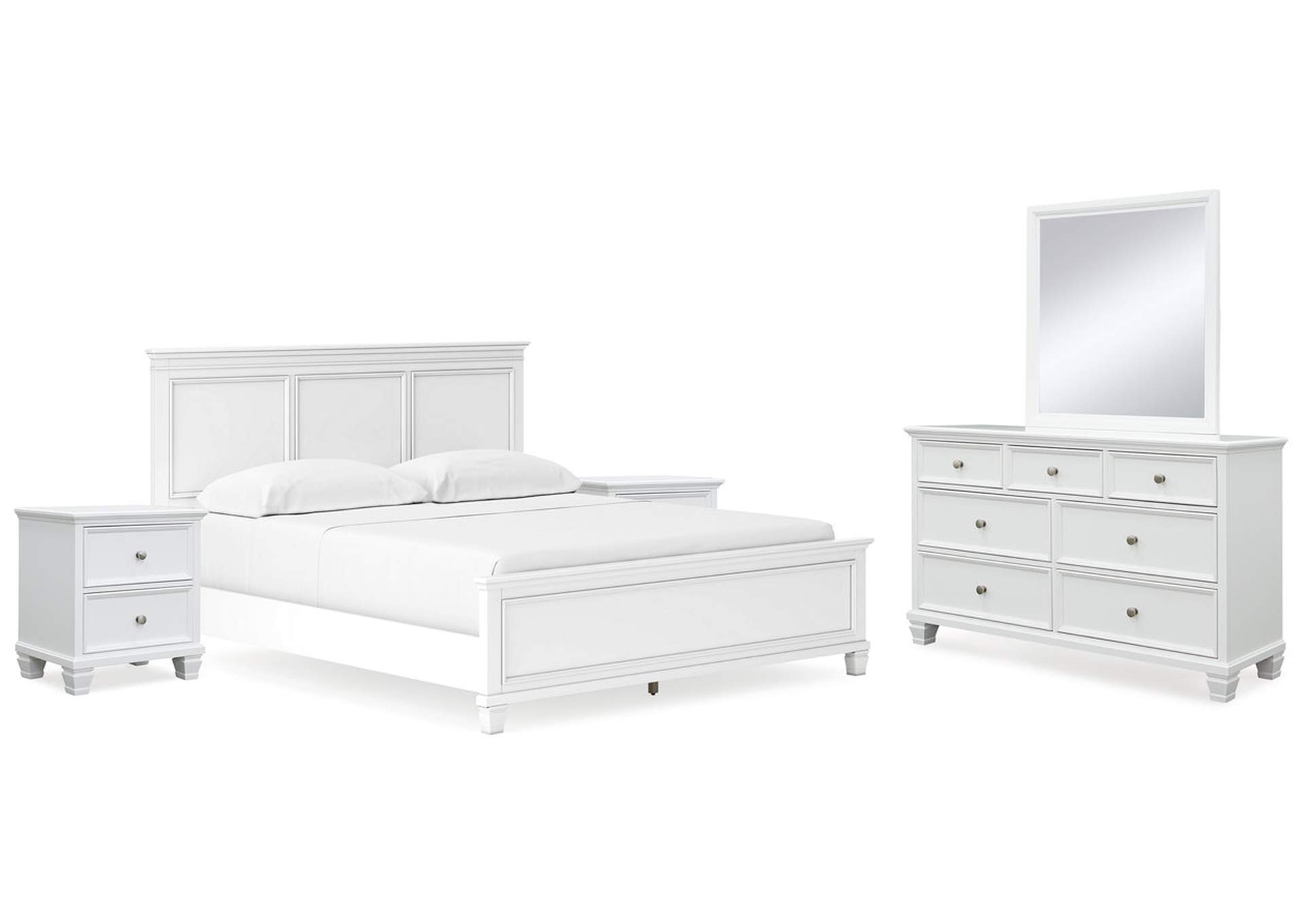 Fortman California King Panel Bed with Mirrored Dresser and 2 Nightstands,Signature Design By Ashley