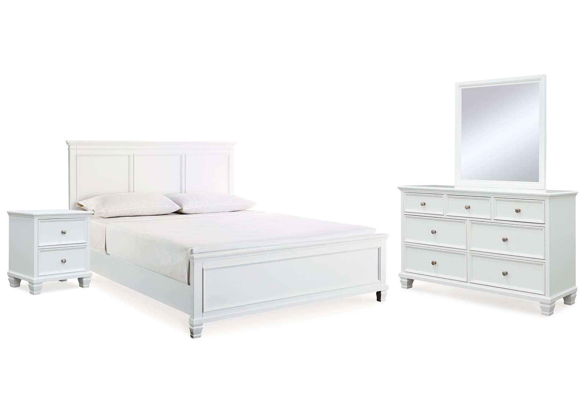 Fortman King Panel Bed with Mirrored Dresser and Nightstand,Signature Design By Ashley