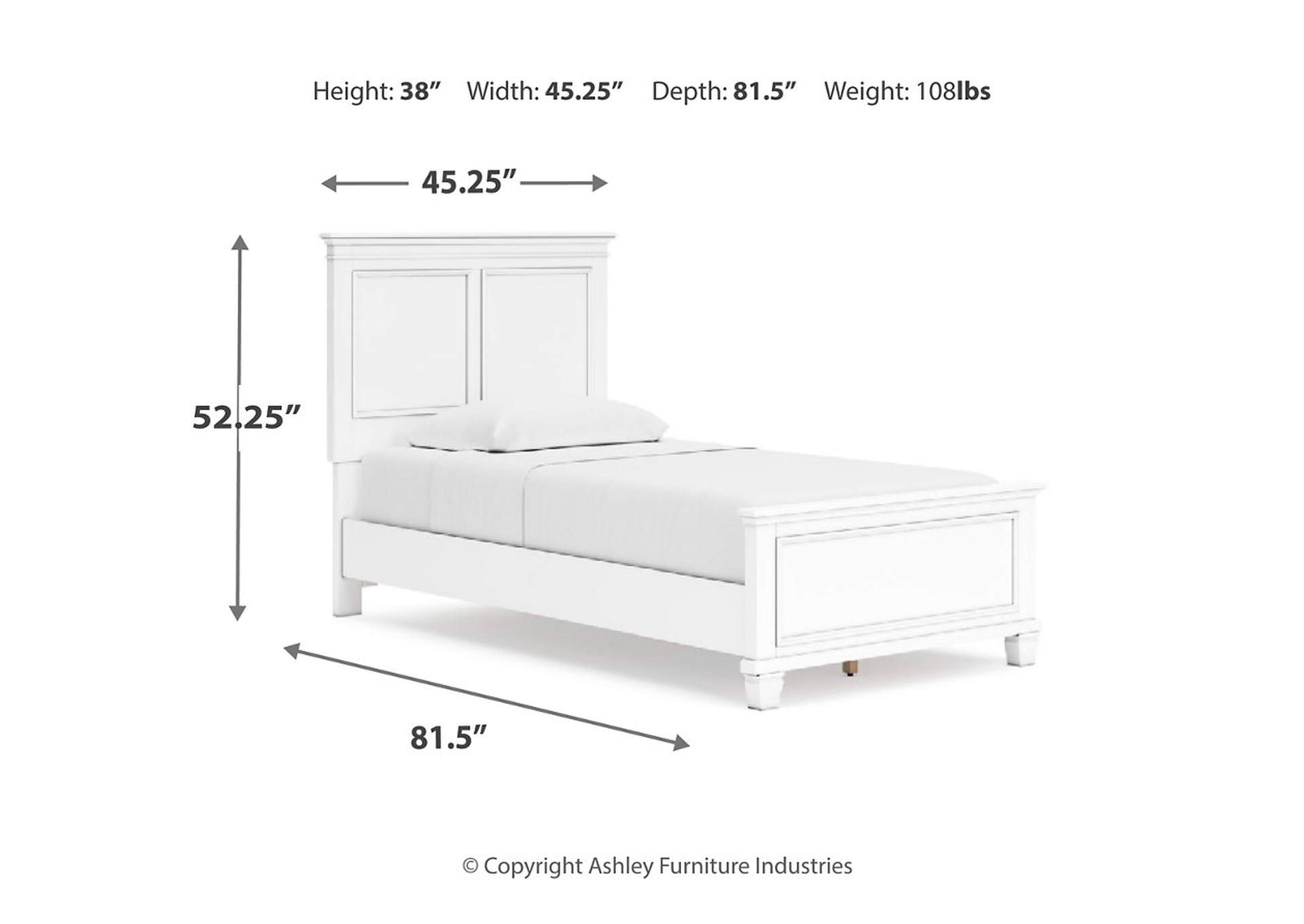 Fortman Twin Panel Bed with Mirrored Dresser,Signature Design By Ashley