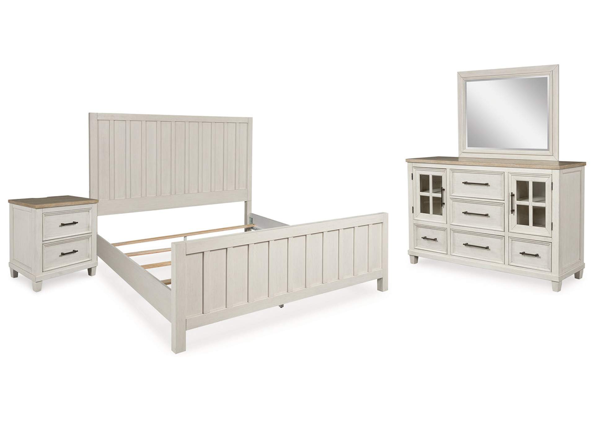 Shaybrock King Panel Bed with Mirrored Dresser and Nightstand,Benchcraft