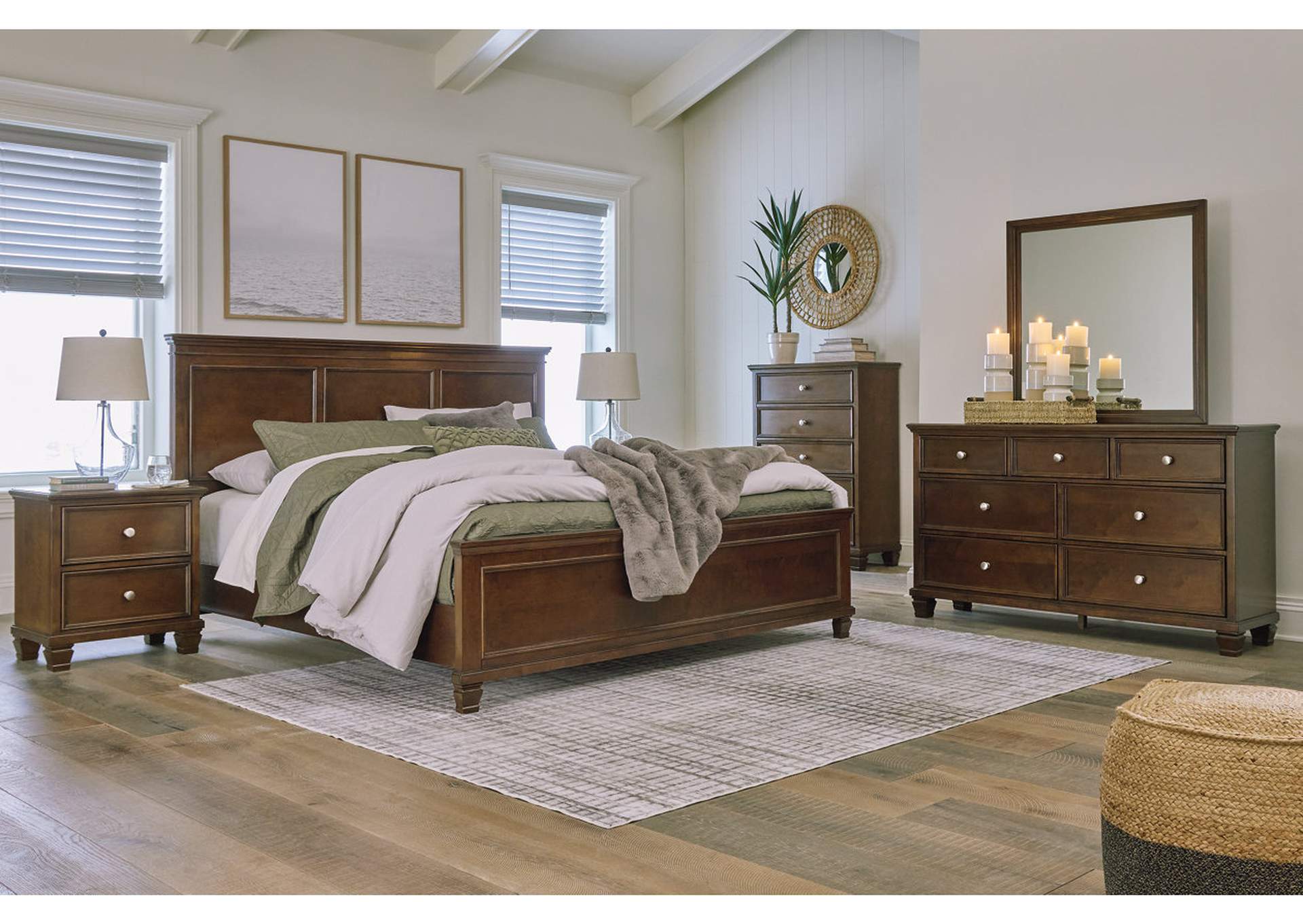 Danabrin King Panel Bed with Mirrored Dresser and 2 Nightstands,Signature Design By Ashley