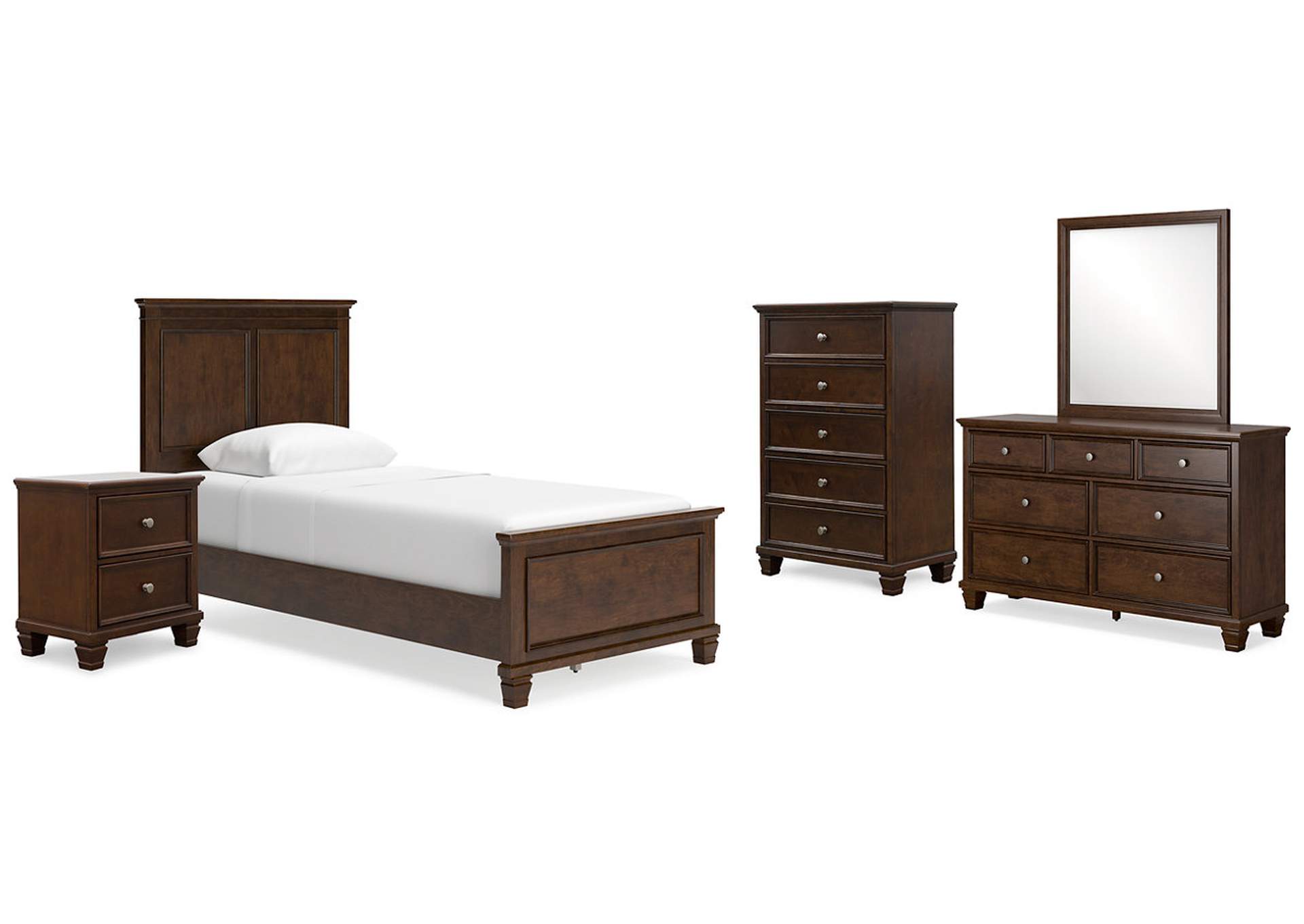 Danabrin Twin Panel Bed with Mirrored Dresser, Chest and Nightstand,Signature Design By Ashley