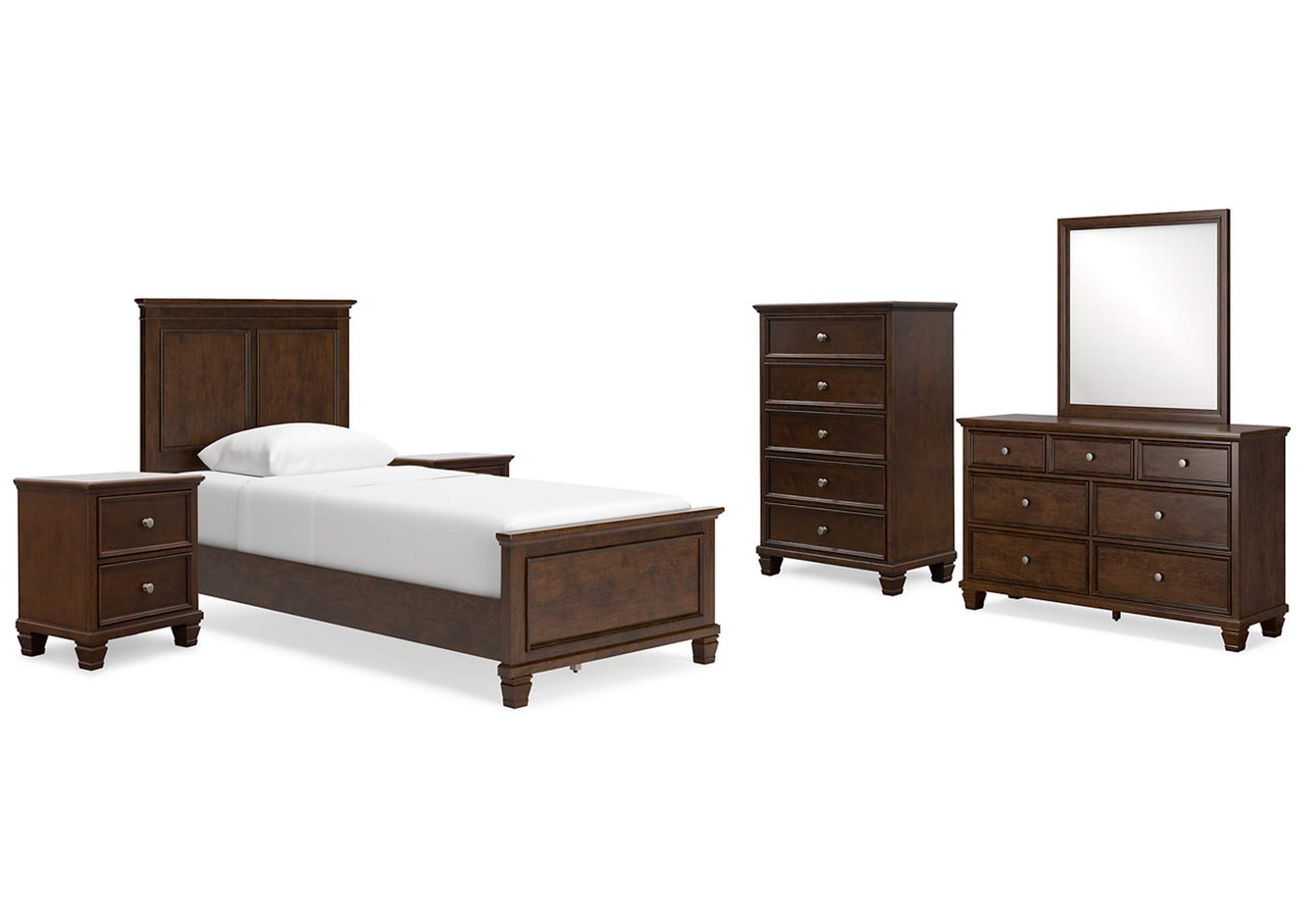 Danabrin Twin Panel Bed with Mirrored Dresser, Chest and 2 Nightstands,Signature Design By Ashley