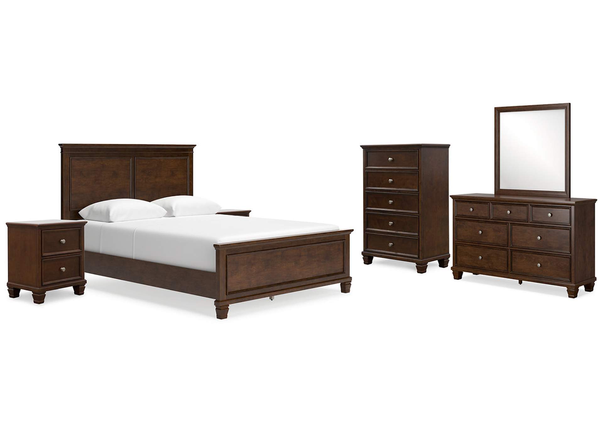 Danabrin Queen Panel Bed with Mirrored Dresser, Chest and 2 Nightstands,Signature Design By Ashley