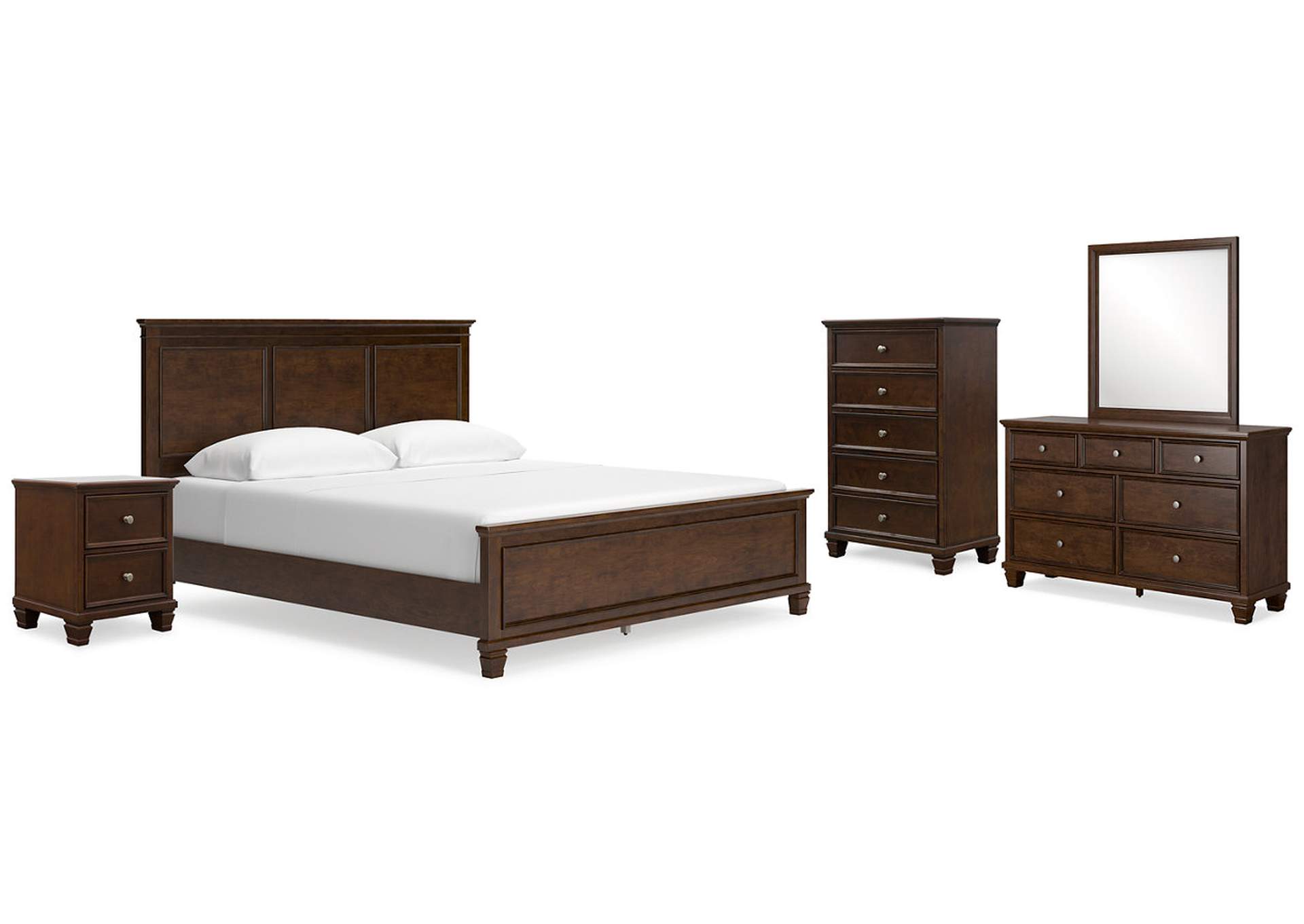 Danabrin California King Panel Bed with Mirrored Dresser, Chest and Nightstand,Signature Design By Ashley