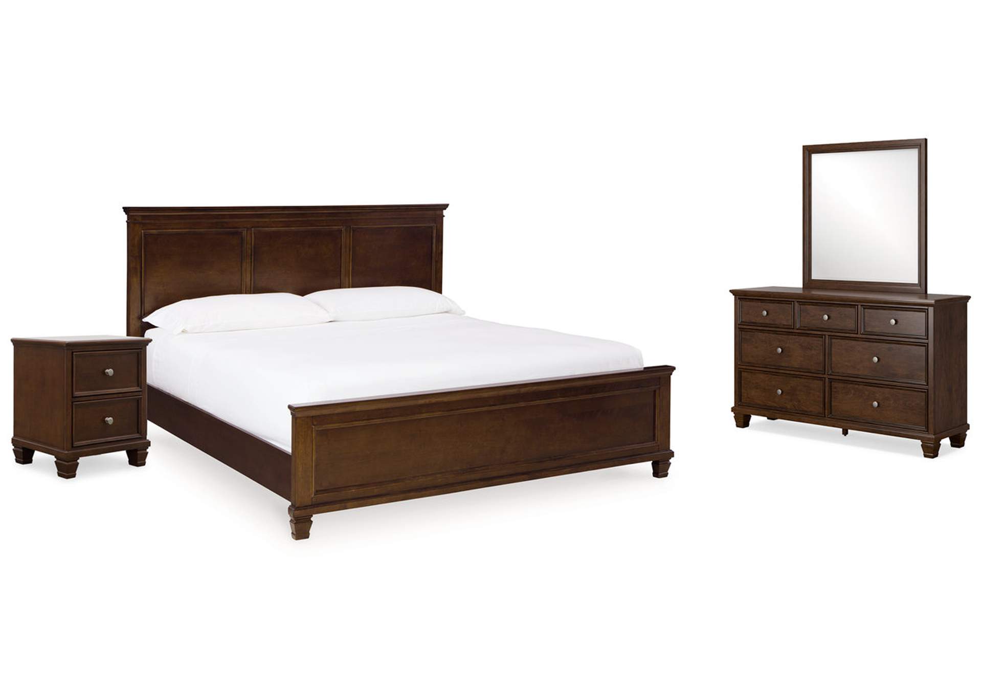 Danabrin King Panel Bed with Mirrored Dresser and Nightstand,Signature Design By Ashley