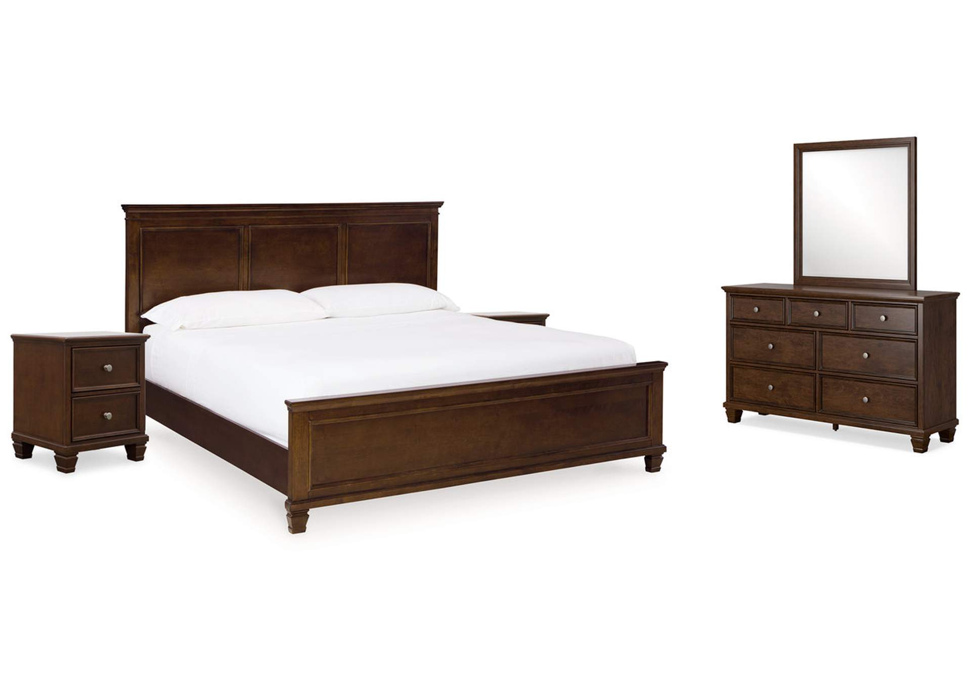 Danabrin King Panel Bed with Mirrored Dresser and 2 Nightstands,Signature Design By Ashley