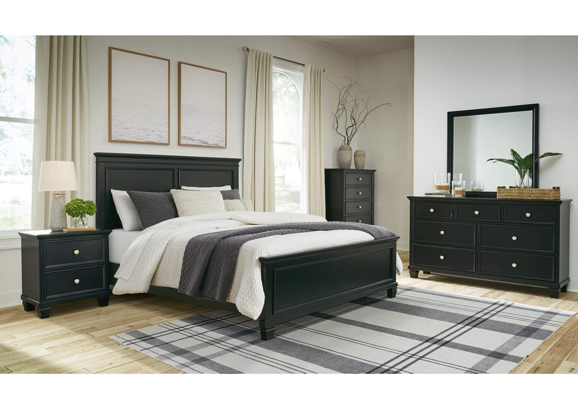 Lanolee Queen Panel Bed with Mirrored Dresser, Chest and Nightstand,Signature Design By Ashley