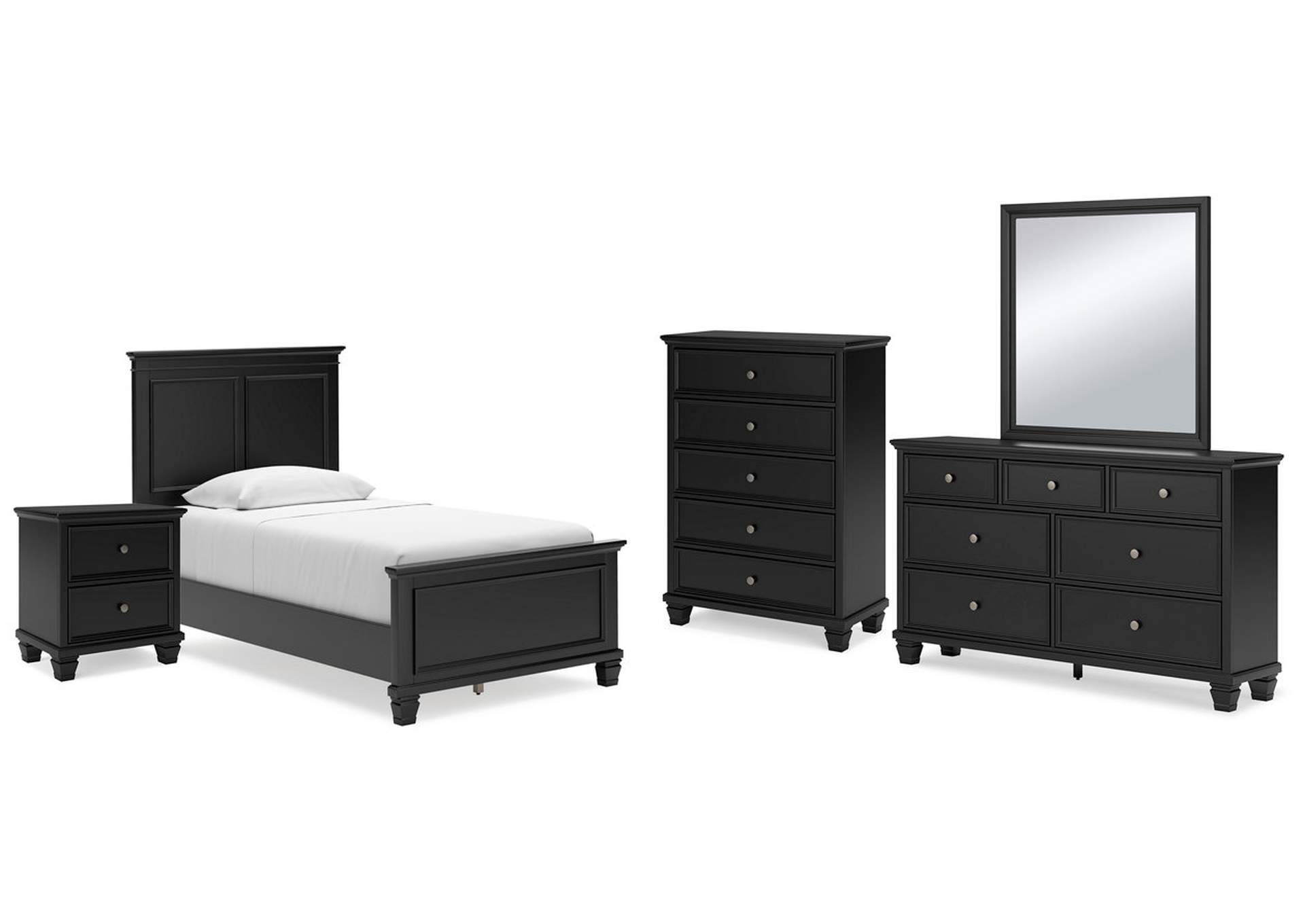 Lanolee Twin Panel Bed with Mirrored Dresser, Chest and Nightstand,Signature Design By Ashley