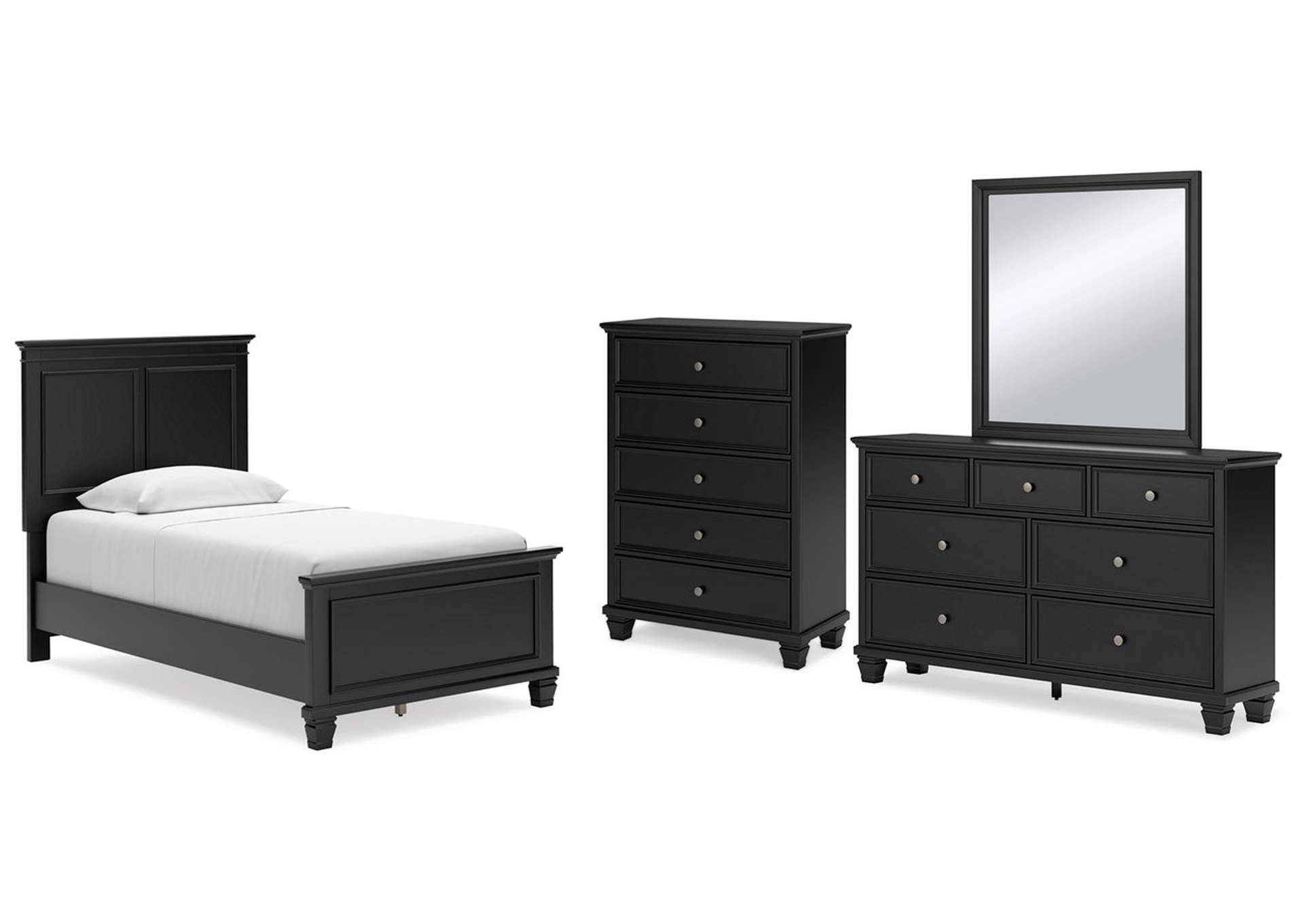 Lanolee Twin Panel Bed with Mirrored Dresser and Chest,Signature Design By Ashley