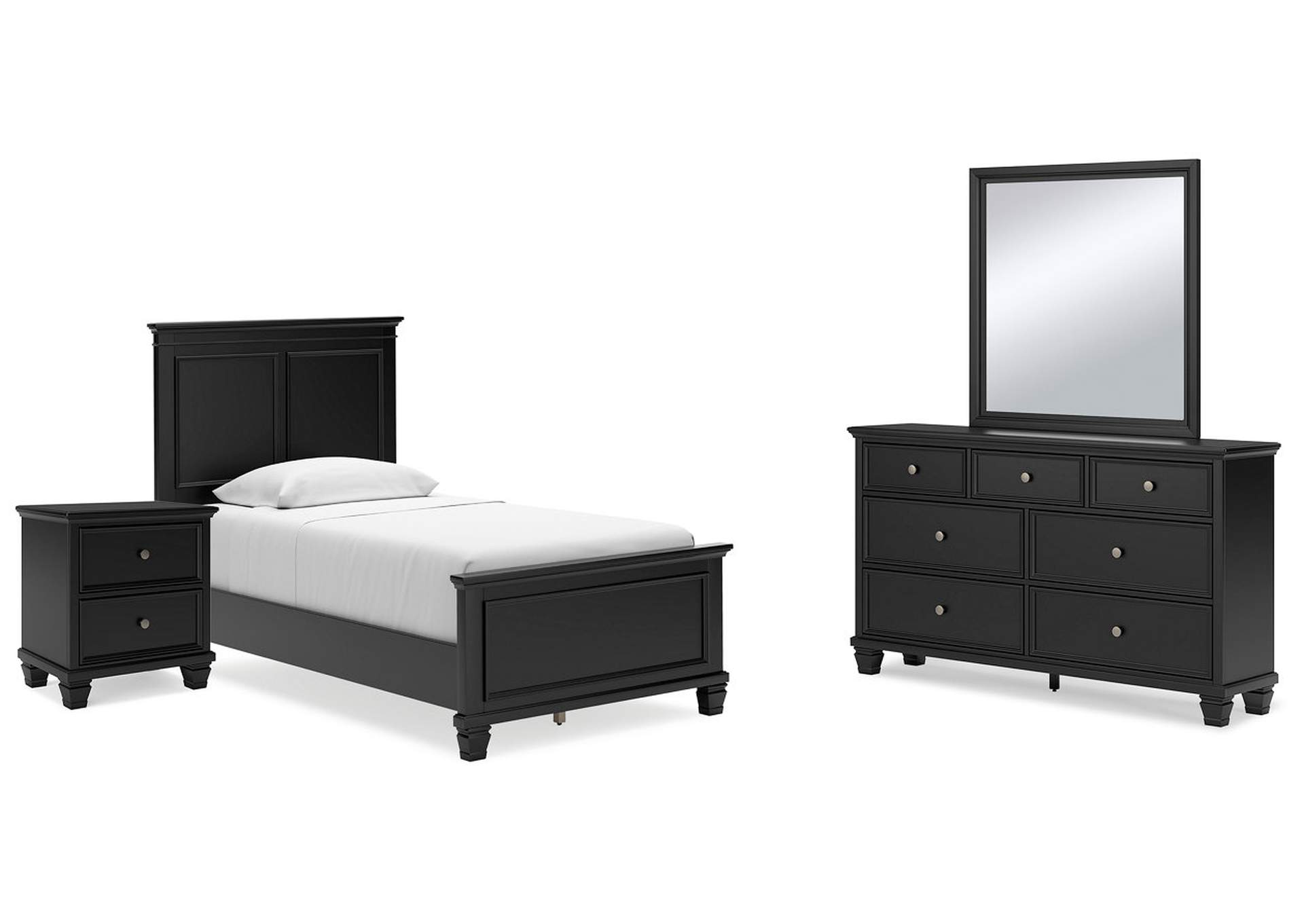 Lanolee Twin Panel Bed with Mirrored Dresser and Nightstand,Signature Design By Ashley