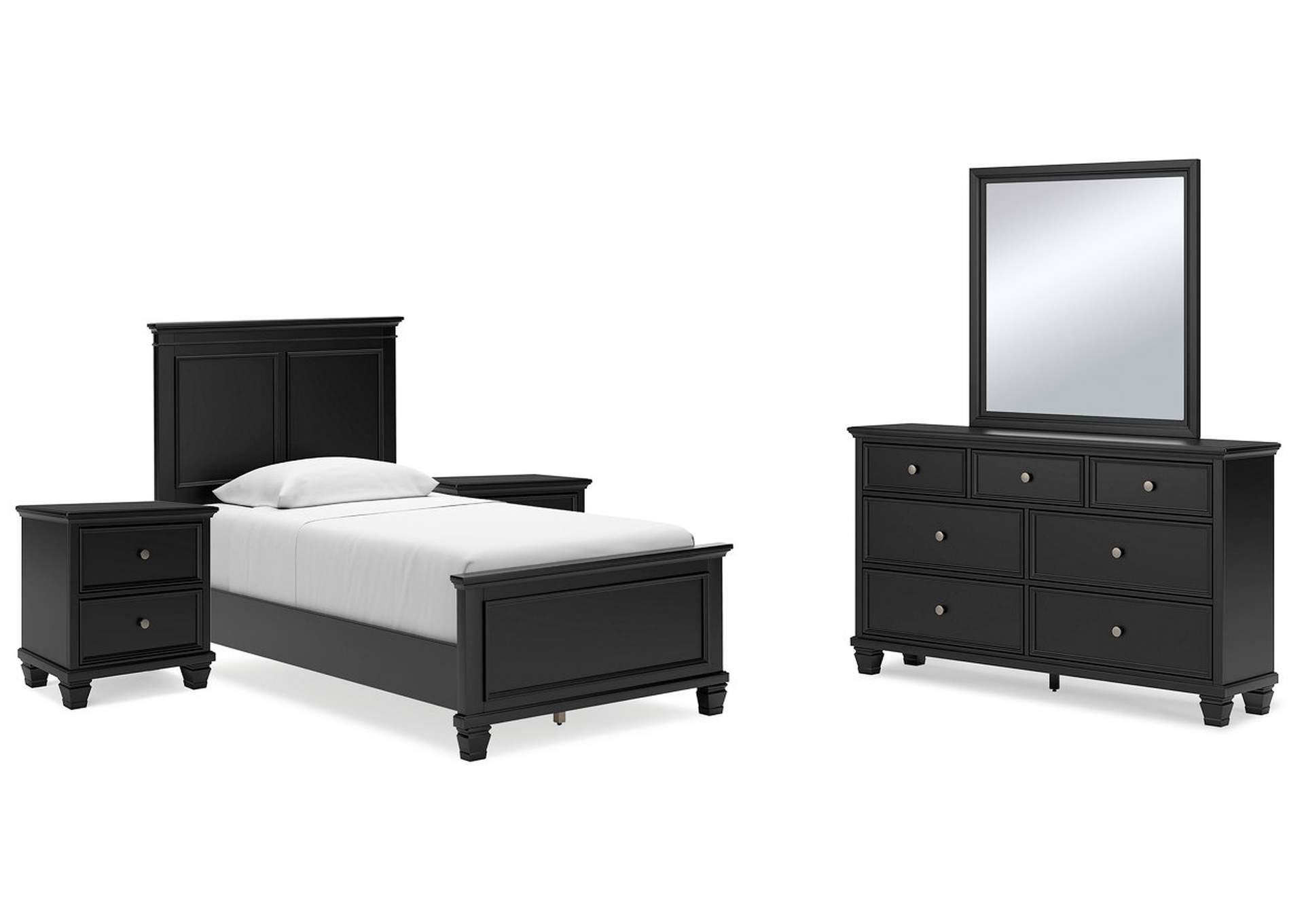 Lanolee Twin Panel Bed with Mirrored Dresser and 2 Nightstands,Signature Design By Ashley