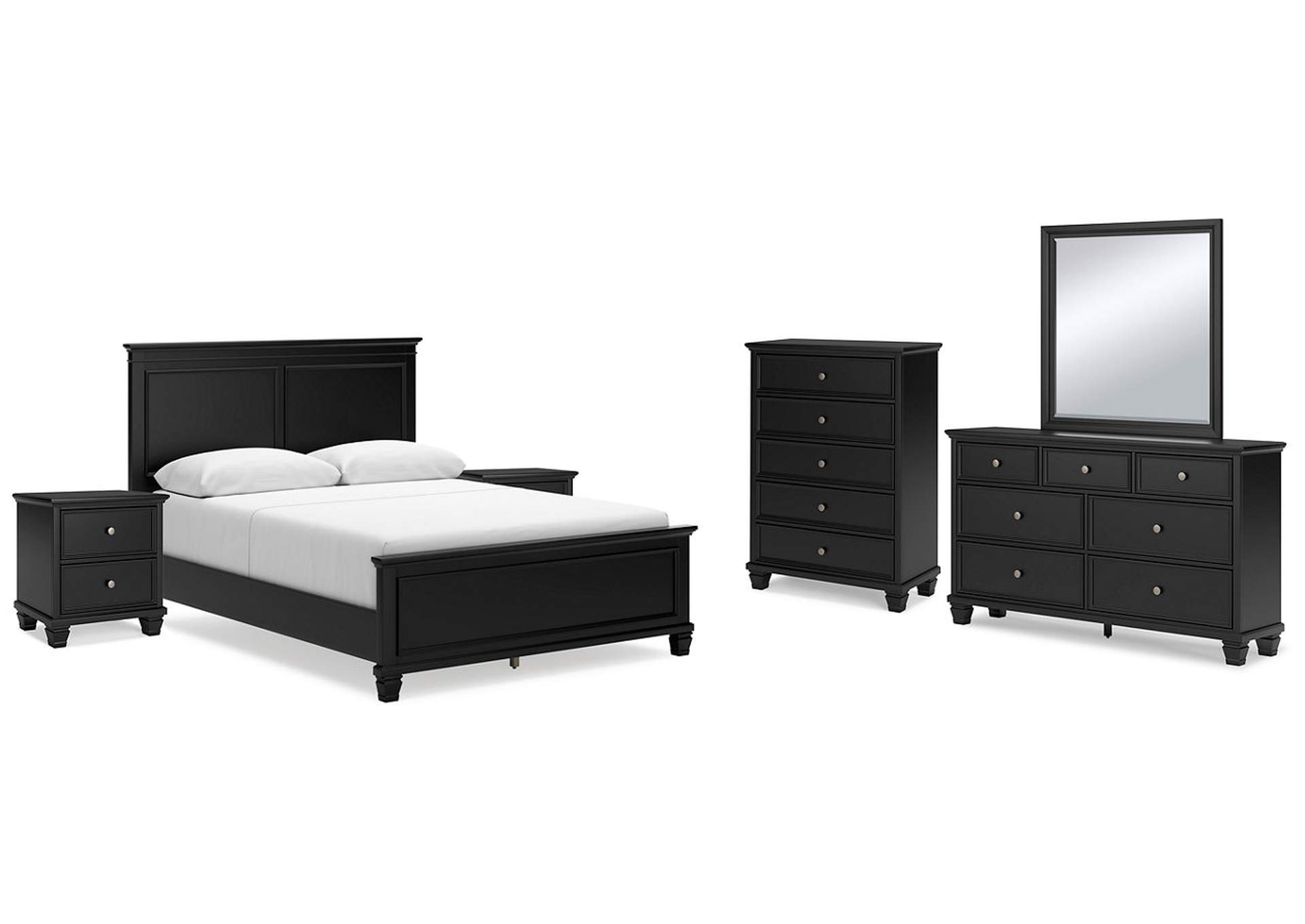 Lanolee Queen Panel Bed with Mirrored Dresser, Chest and 2 Nightstands,Signature Design By Ashley