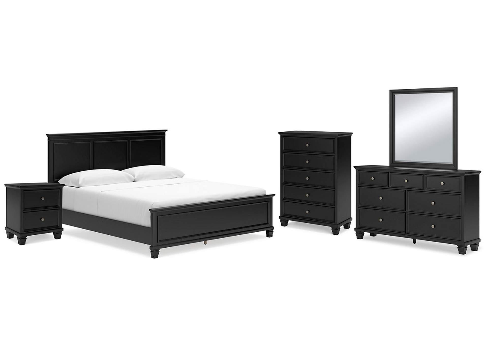 Lanolee California King Panel Bed with Mirrored Dresser, Chest and Nightstand,Signature Design By Ashley