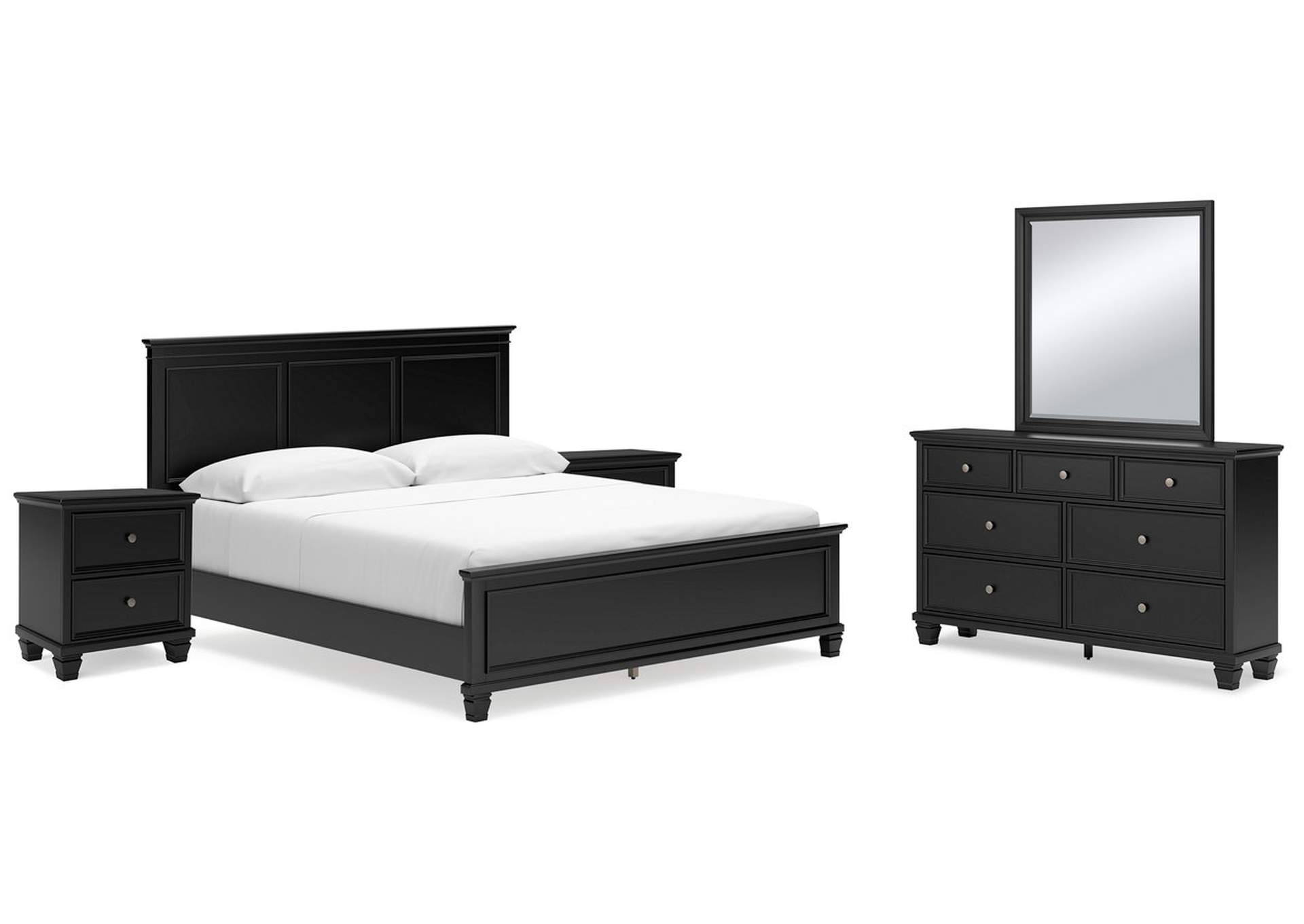 Lanolee California King Panel Bed with Mirrored Dresser and 2 Nightstands,Signature Design By Ashley