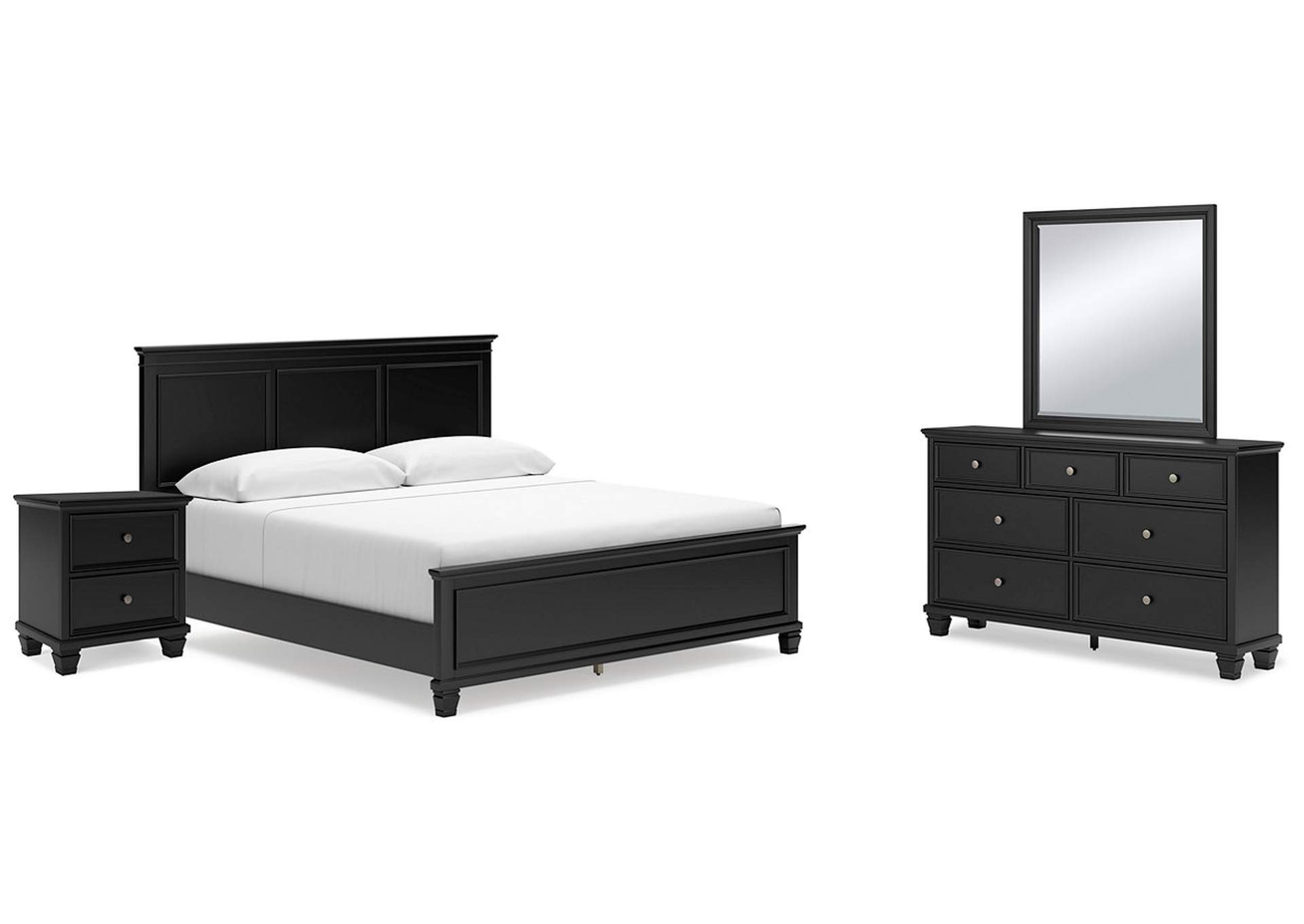 Lanolee King Panel Bed with Mirrored Dresser and Nightstand,Signature Design By Ashley