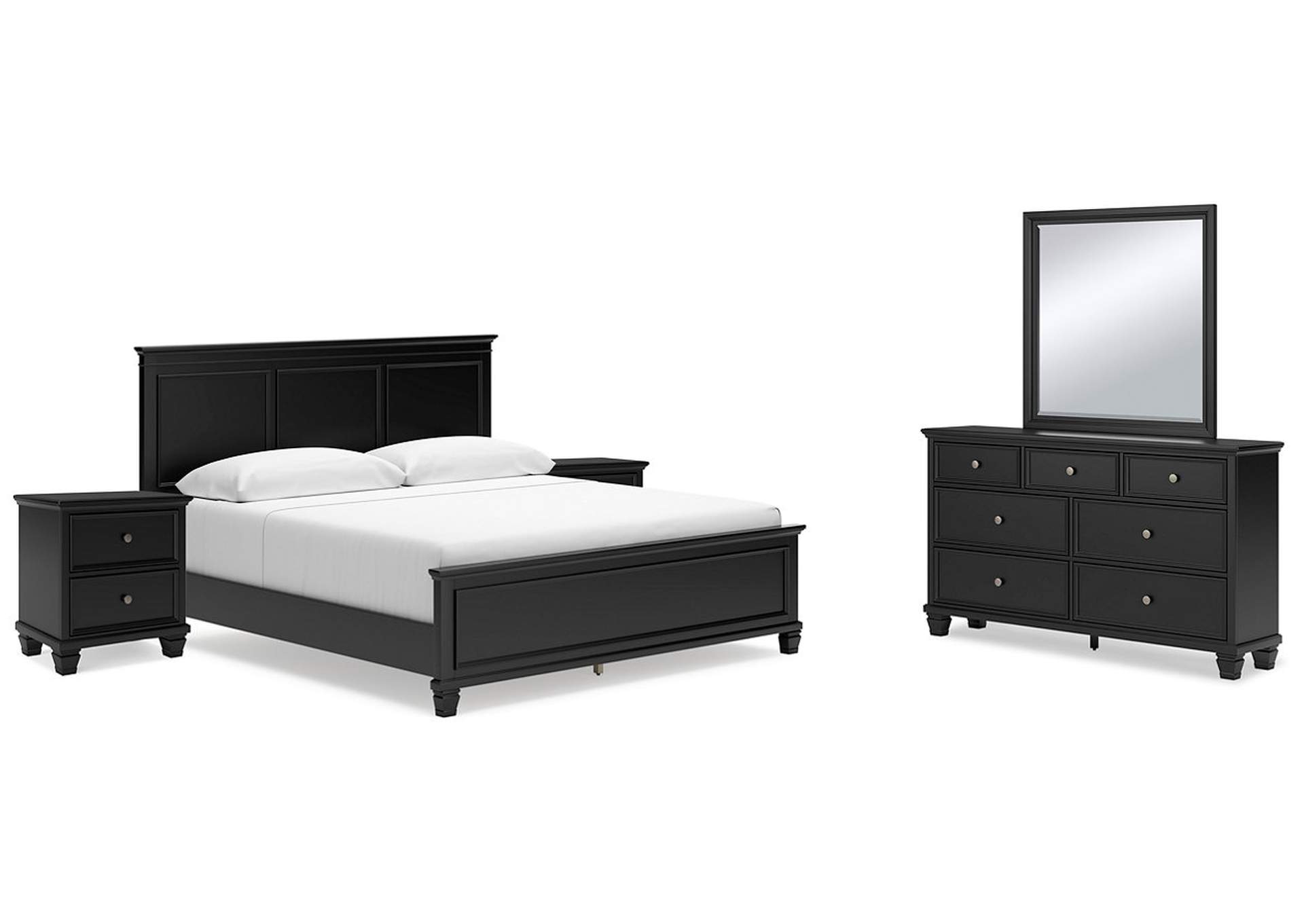 Lanolee King Panel Bed with Mirrored Dresser and 2 Nightstands,Signature Design By Ashley