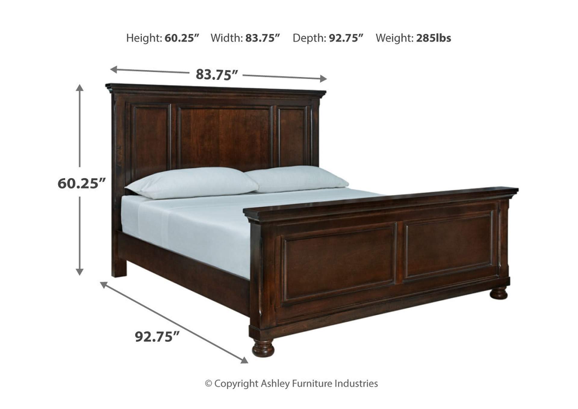 Porter California King Panel Bed with Mirrored Dresser, Chest and 2 Nightstands,Millennium