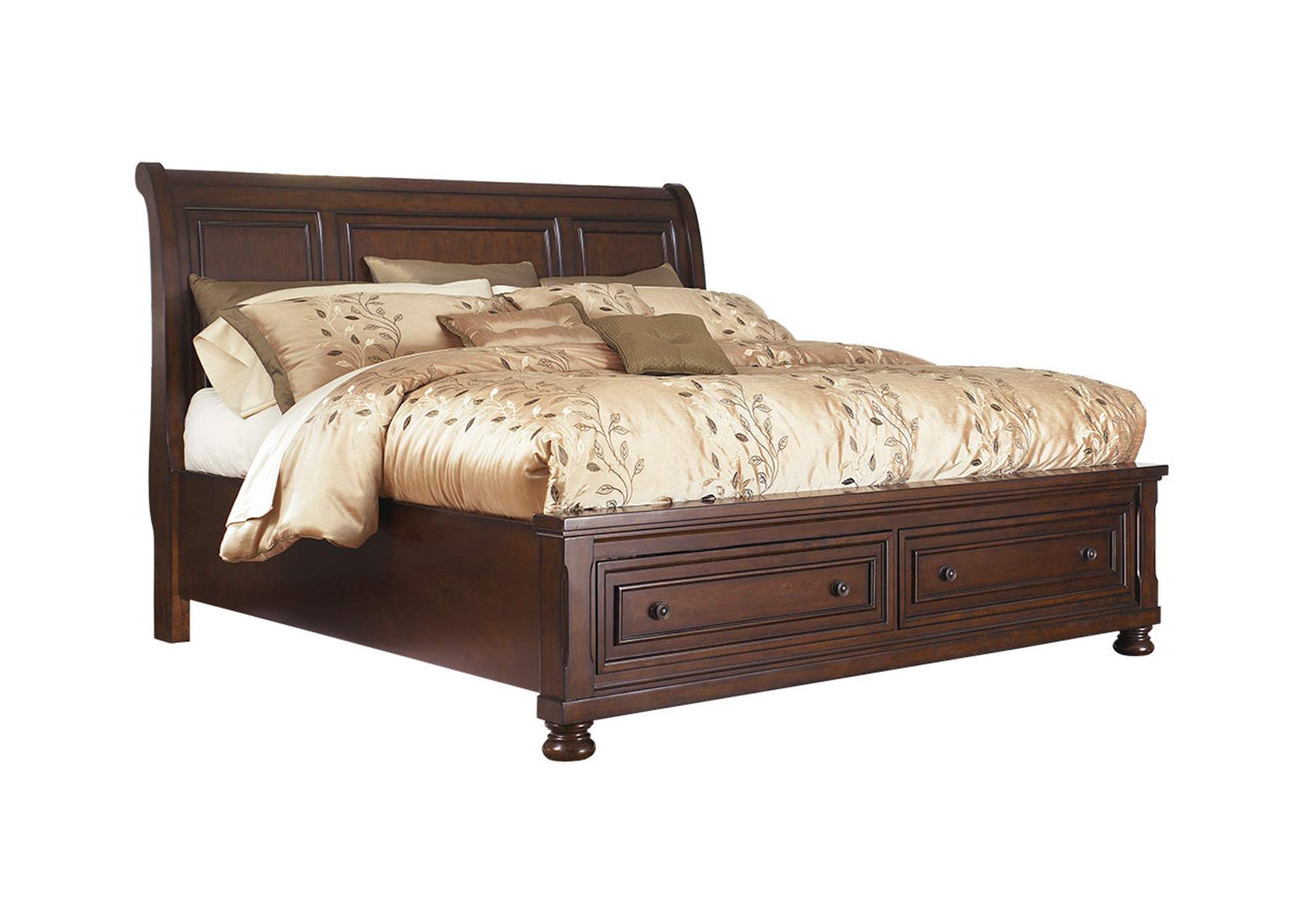 Porter Queen Sleigh Bed with Mirrored Dresser and 2 Nightstands,Millennium