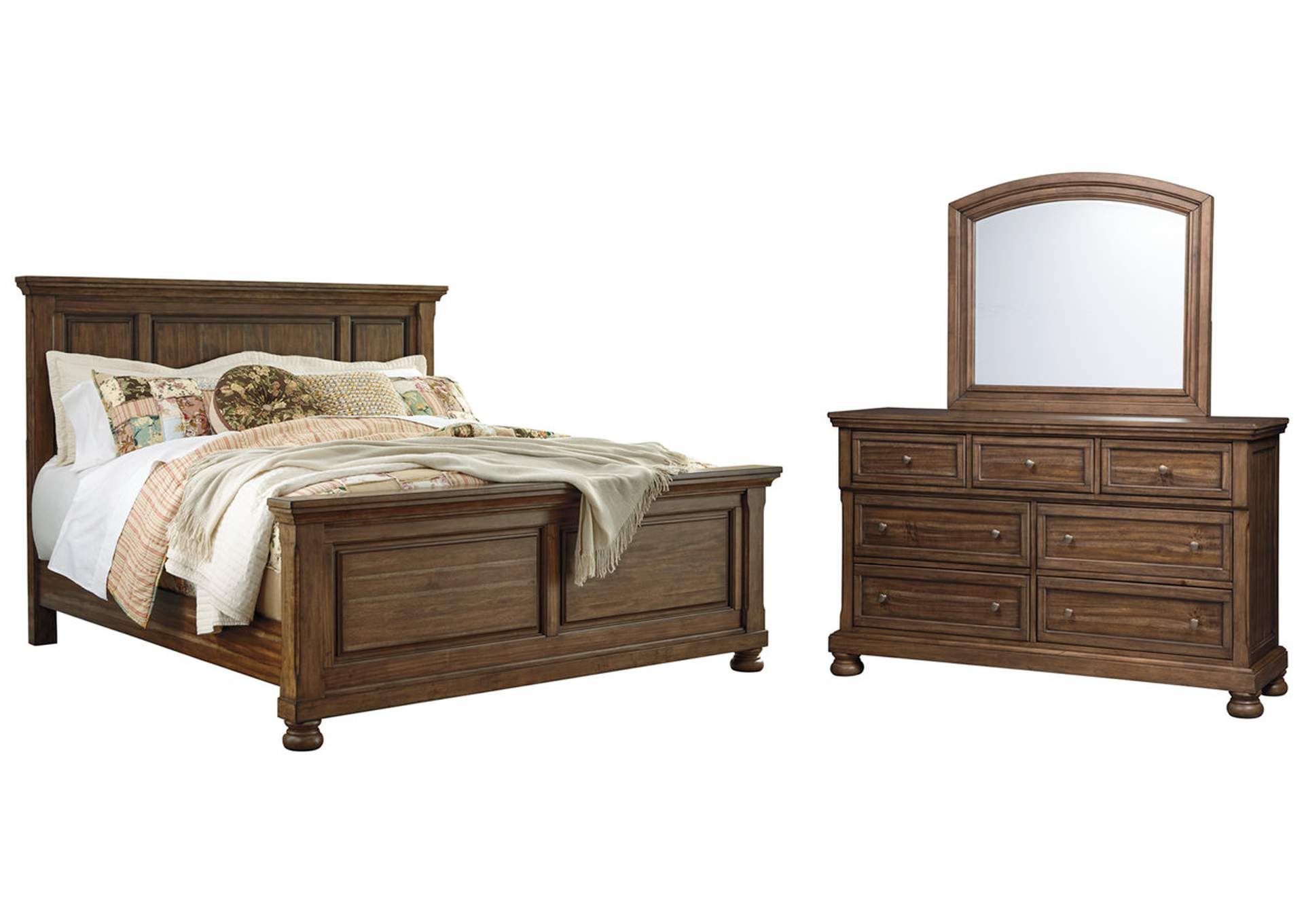Flynnter Queen Panel Bed with Mirrored Dresser,Signature Design By Ashley