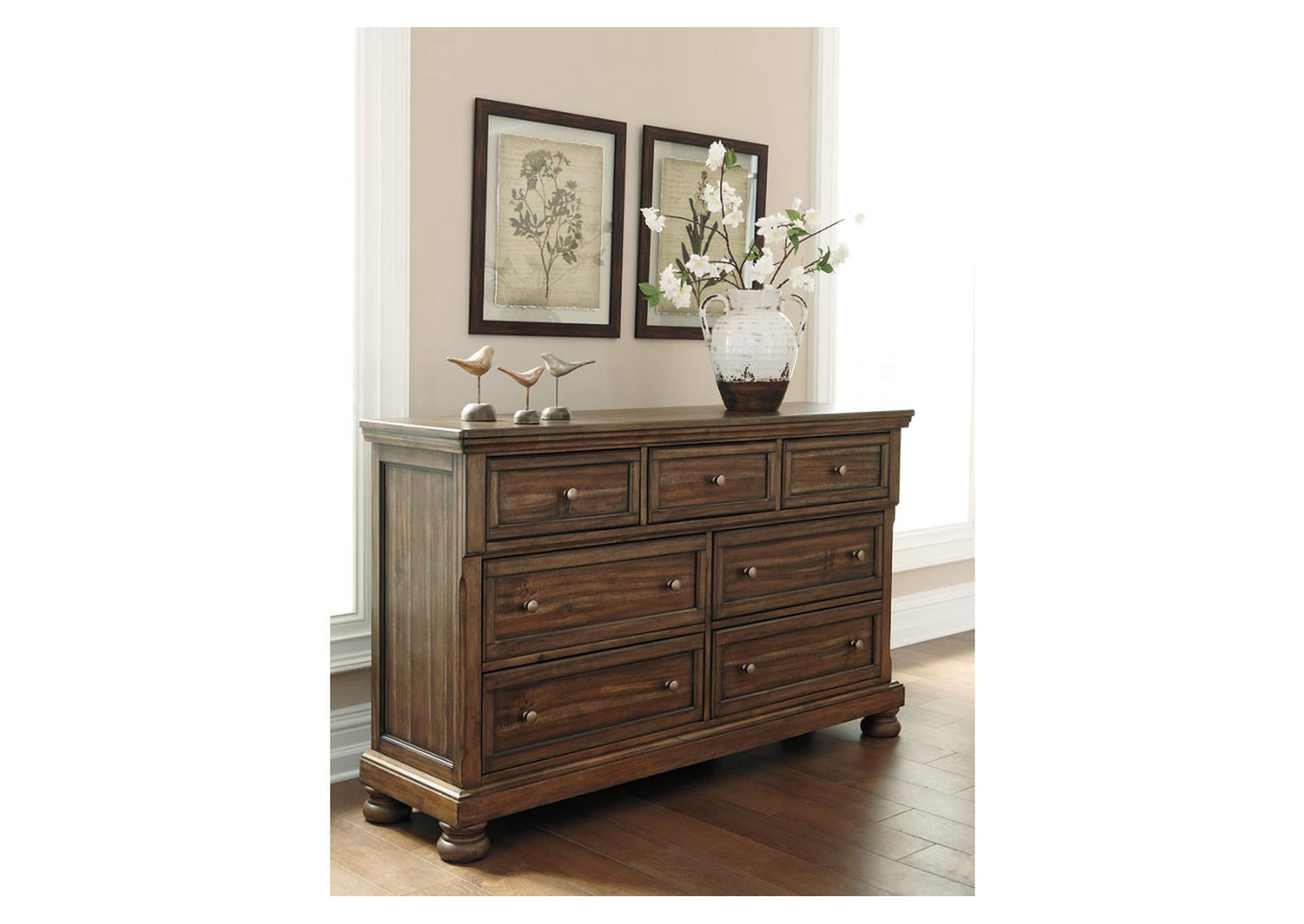 Flynnter King Panel Bed with 2 Storage Drawers with Dresser,Signature Design By Ashley