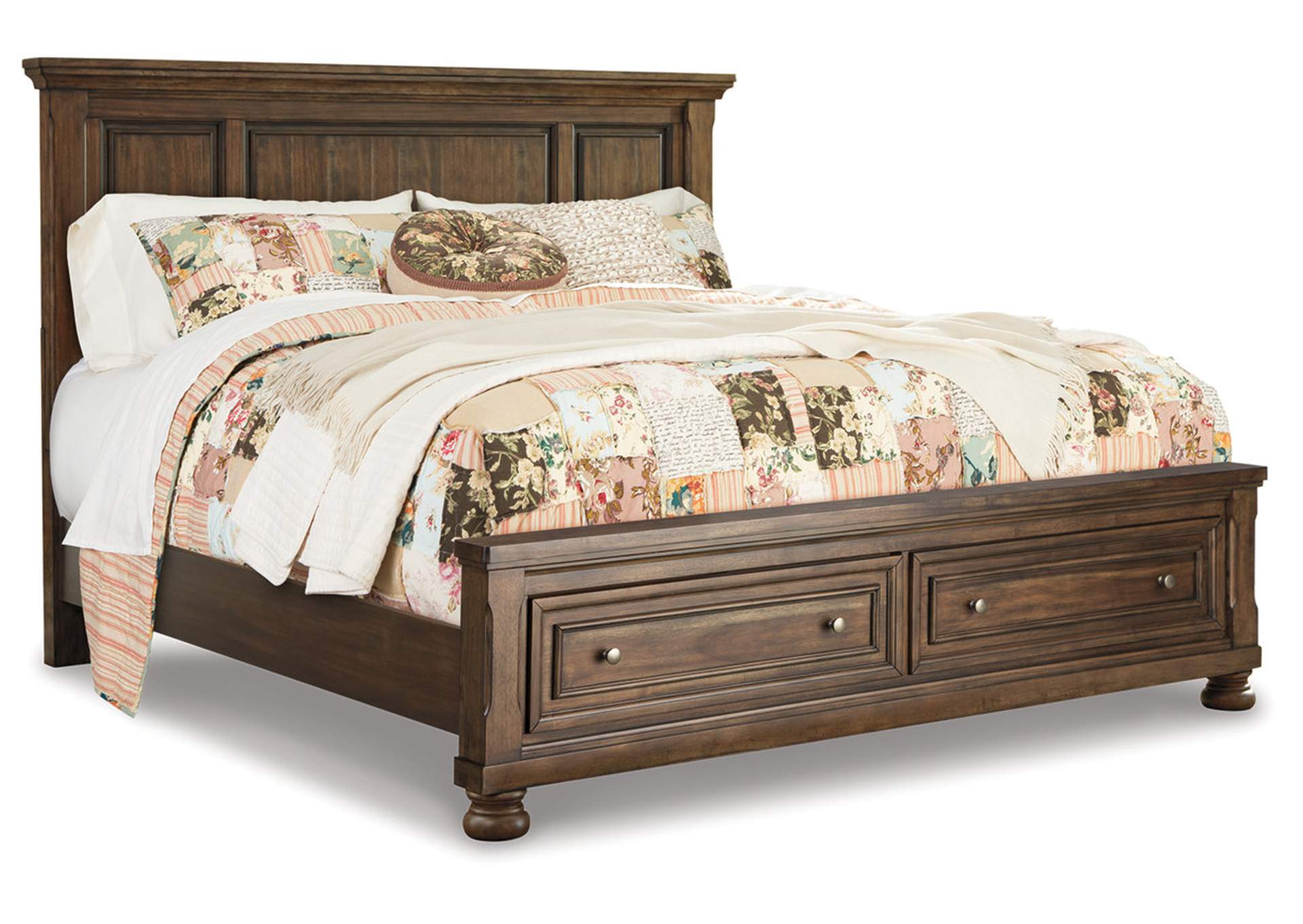 Flynnter Queen Panel Bed with 2 Storage Drawers with Mirrored Dresser and 2 Nightstands,Signature Design By Ashley