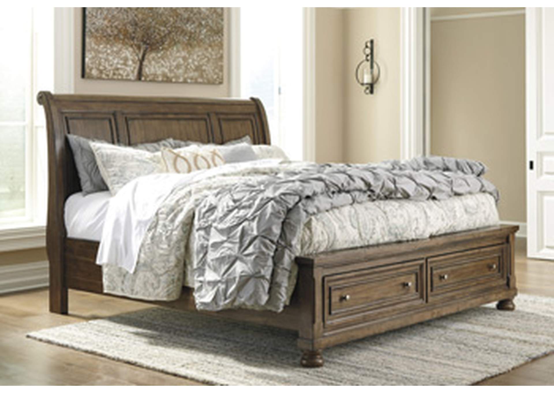 Flynnter Queen Sleigh Storage Bed, Dresser, Mirror and Nightstand,Signature Design By Ashley