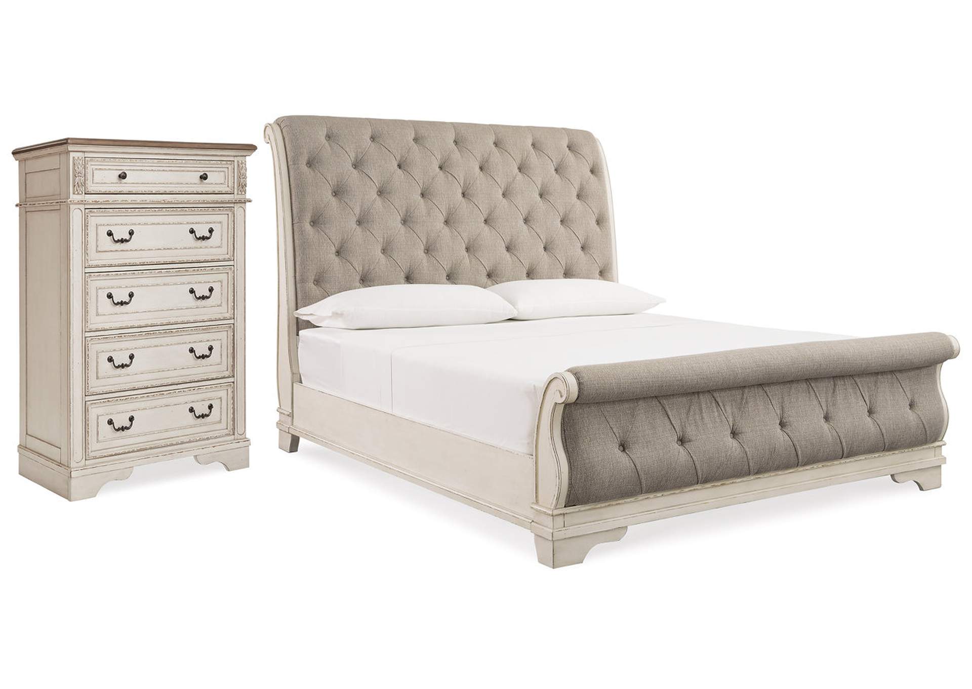 Realyn Queen Upholstered Sleigh Bed and Chest,Signature Design By Ashley