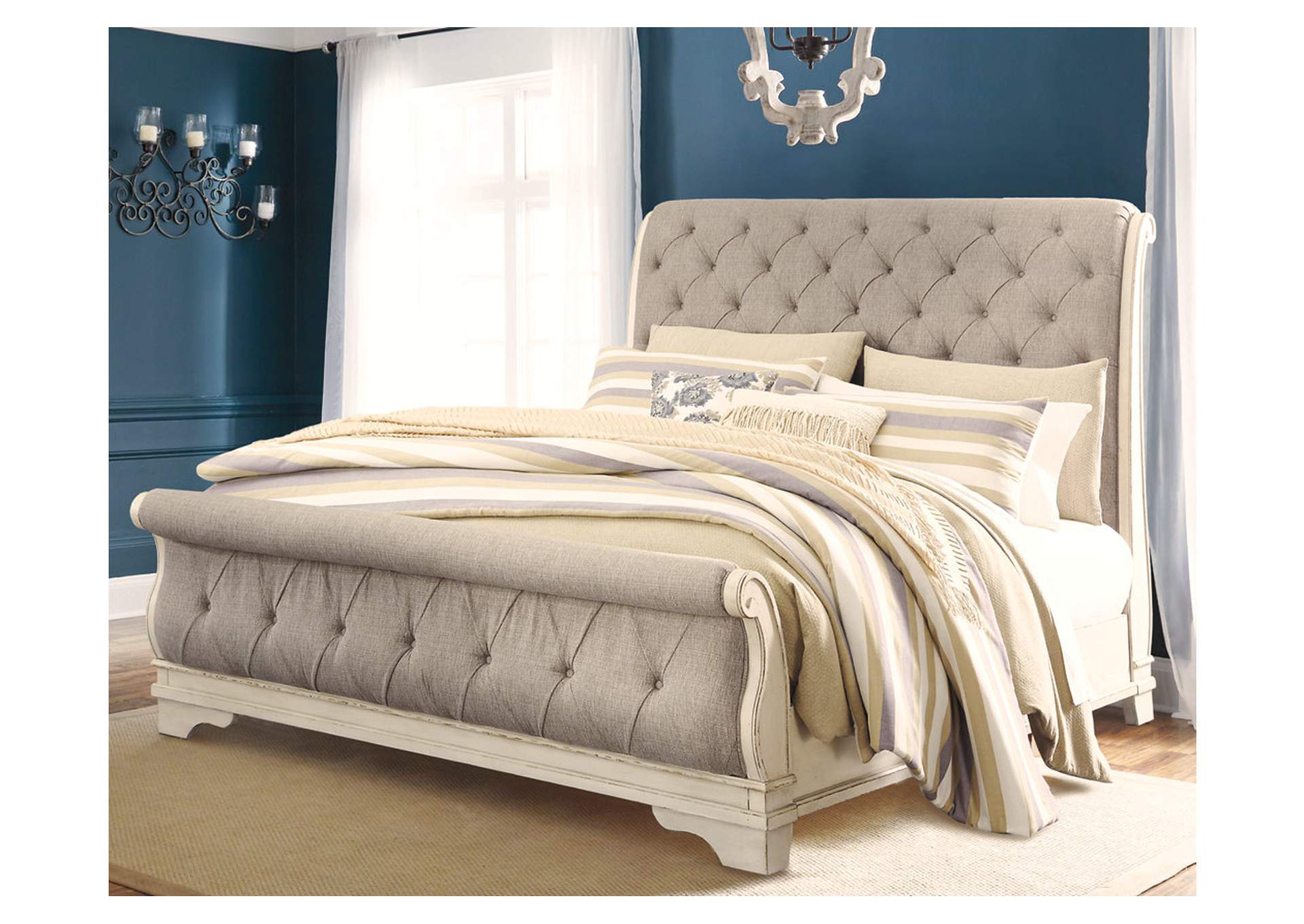 Realyn California King Sleigh Bed with Mirrored Dresser and Chest,Signature Design By Ashley