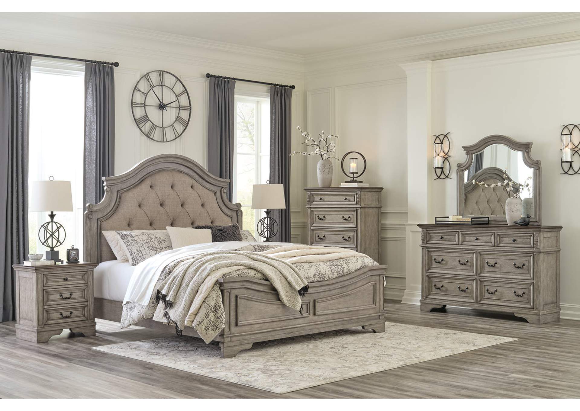 Lodenbay California King Panel Bed with Mirrored Dresser, Chest and 2 Nightstands,Signature Design By Ashley