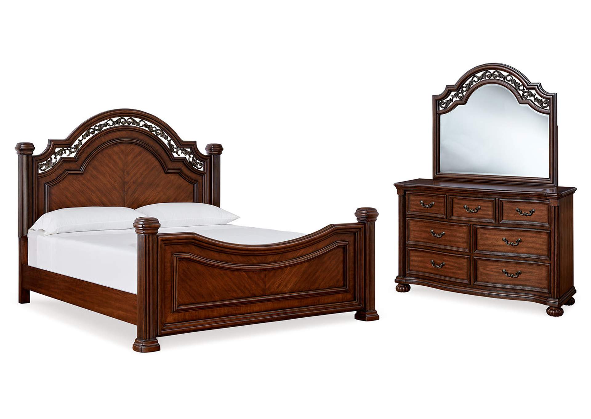 Lavinton Queen Poster Bed with Mirrored Dresser,Signature Design By Ashley