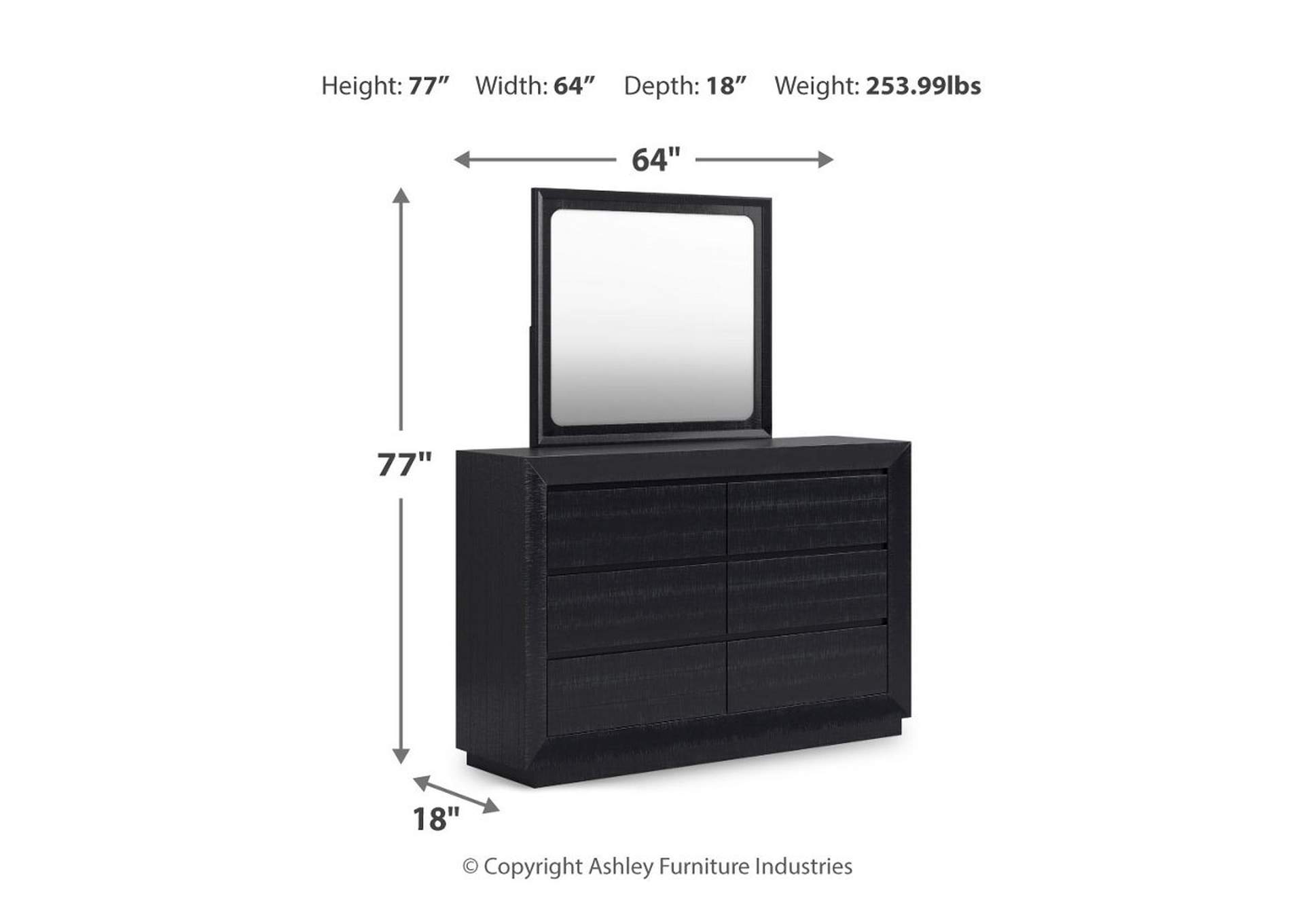 Londer King Panel Bed with Mirrored Dresser, Chest and Nightstand,Millennium